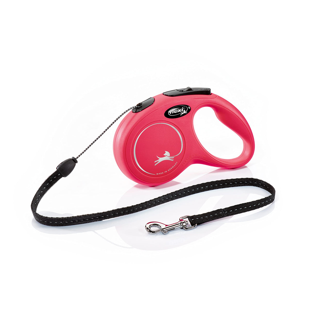flexi Classic S | 5 m Retractable Cord Leash for Dogs up to 12 kg | Black | Retractable Dog Lead | Weight: 160 g | Dimensions: 9.6 x 16.2 cm