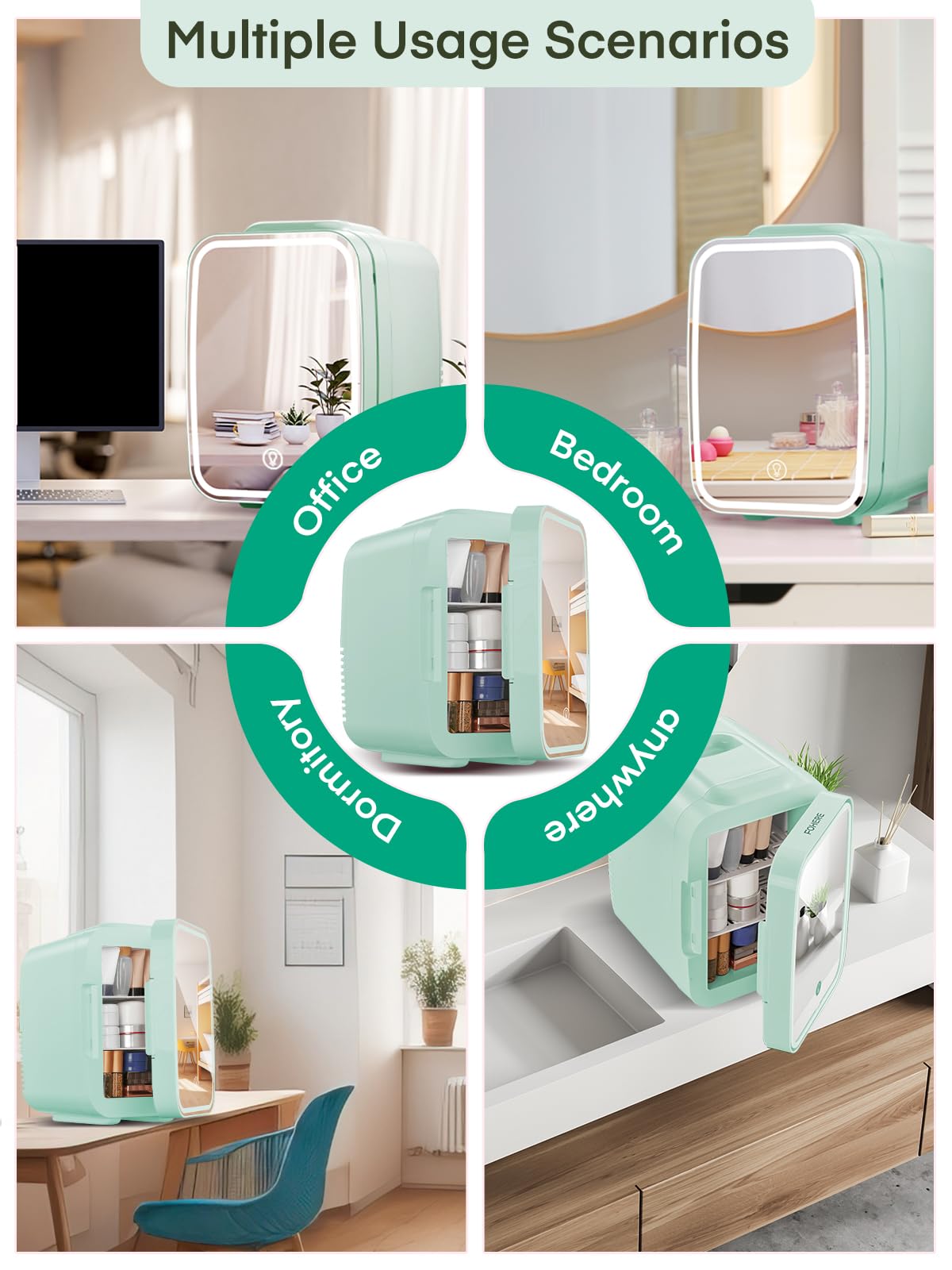 FOHERE Mini Fridge for Bedrooms, 5L/6 Can Portable Skincare Fridge