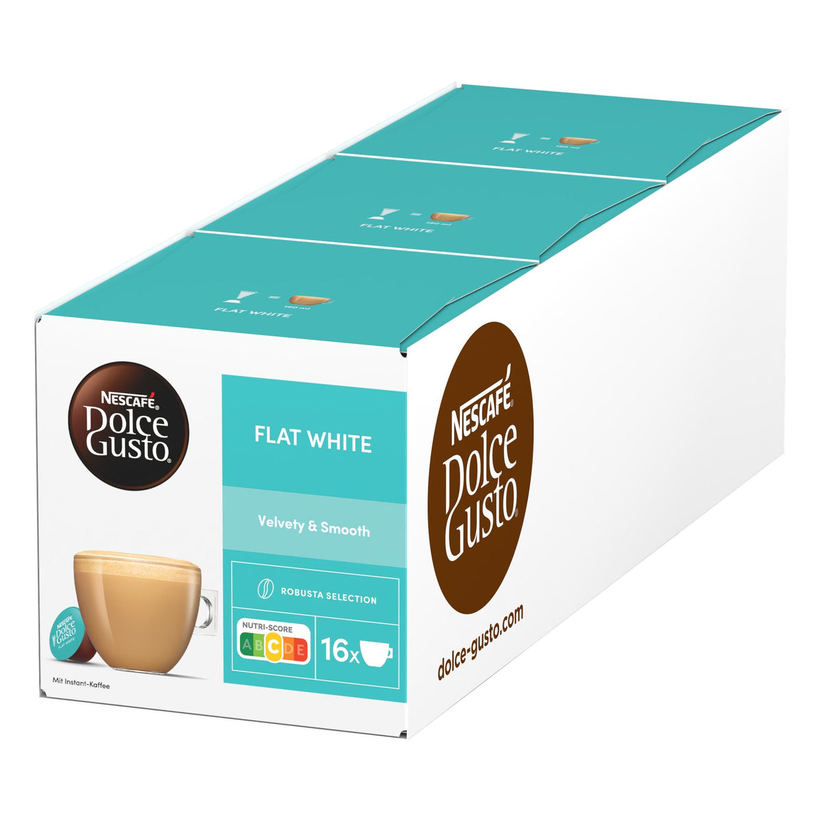 Nescafé Dolce Gusto Flat White Coffee Pods 16 Pods | Multipack of 3