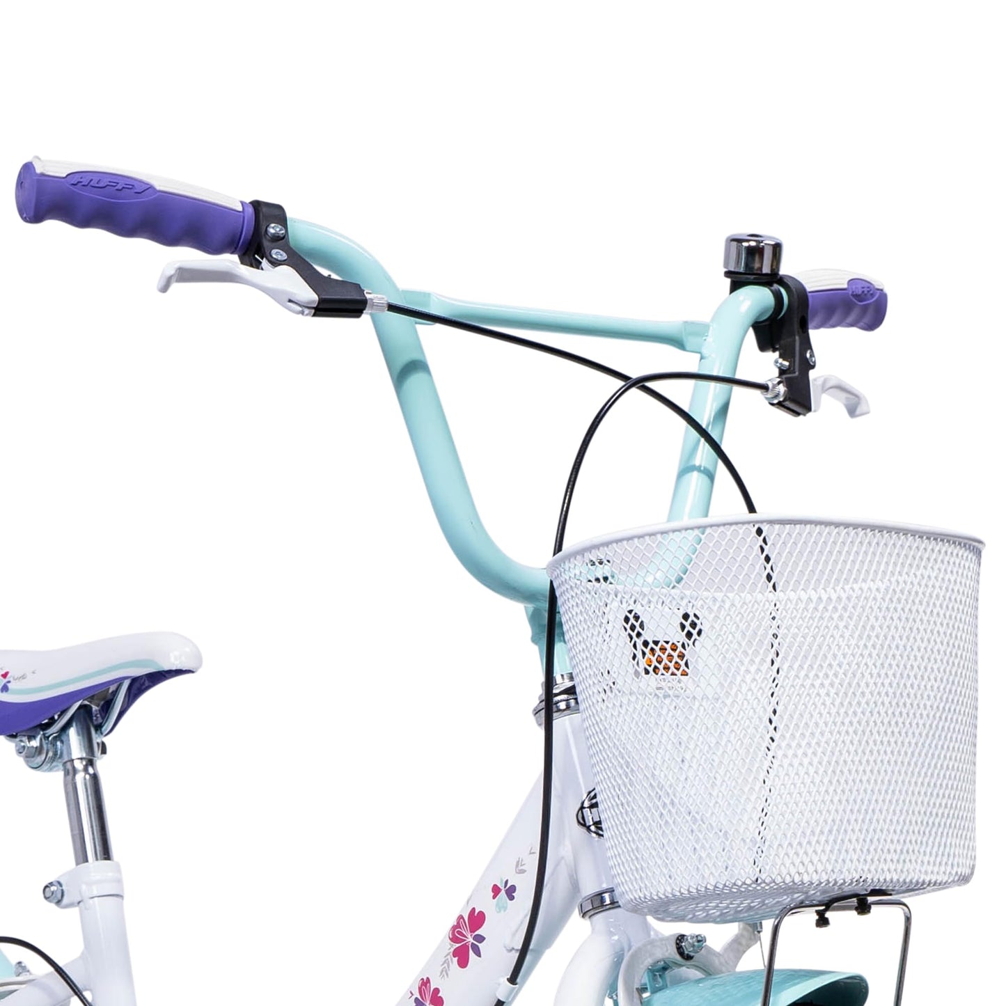 Huffy Girly Girl 20" Girls Cruiser Bike with Basket, Bell & Mudguards — White | Ages 5-9