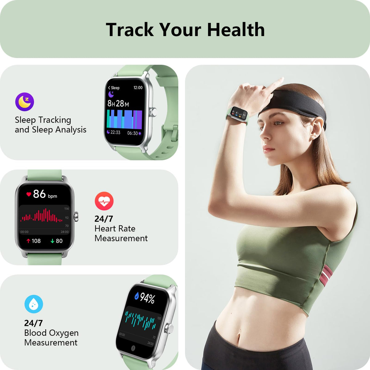 Smart Watch for Women, Answer/Make Calls, Alexa Built-in, [1.8"HD Screen] Smart Watches for Women iPhone/Samsung/Android, Fitness Watch with Heart Rate Sleep SpO2 Monitor,IP68 Waterproof, 100+ Sports