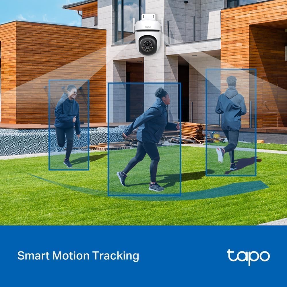 Tapo TC40 Pan/Tilt Smart Security Outdoor Camera, Full HD, 360° Person Detection Motion Tracking, Color Night Vision, WiFi Camera No Monthly Fee, Two-Way Talk, IP65, Works with Alexa and Google