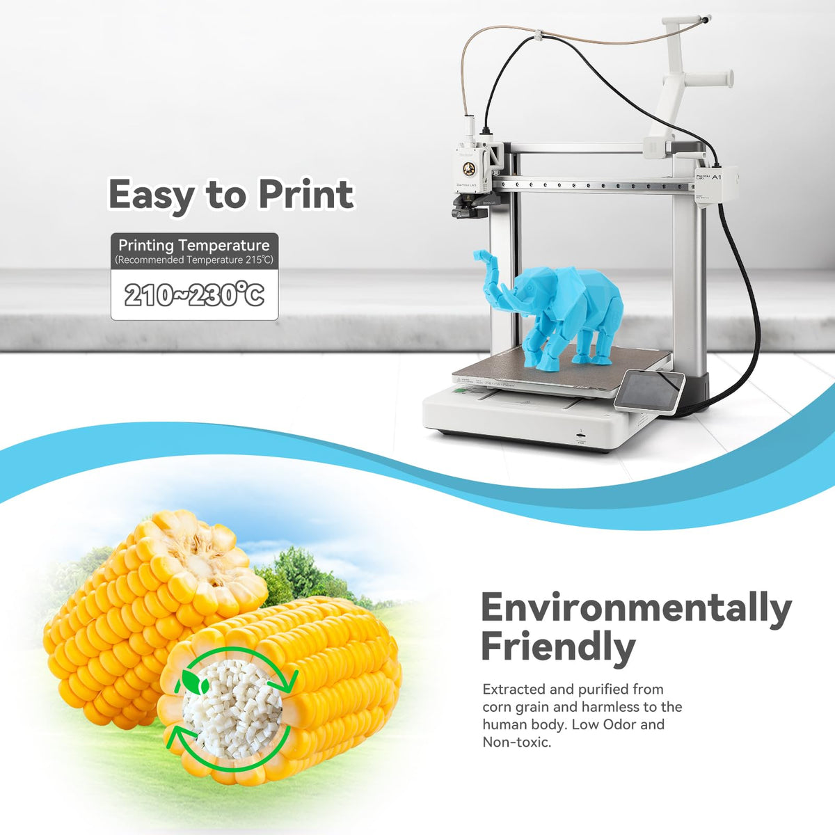 3DHoJor PLA+ PLA Plus Filament 1.75mm 1kg(2.2lbs) for 3D Printers,Yellow