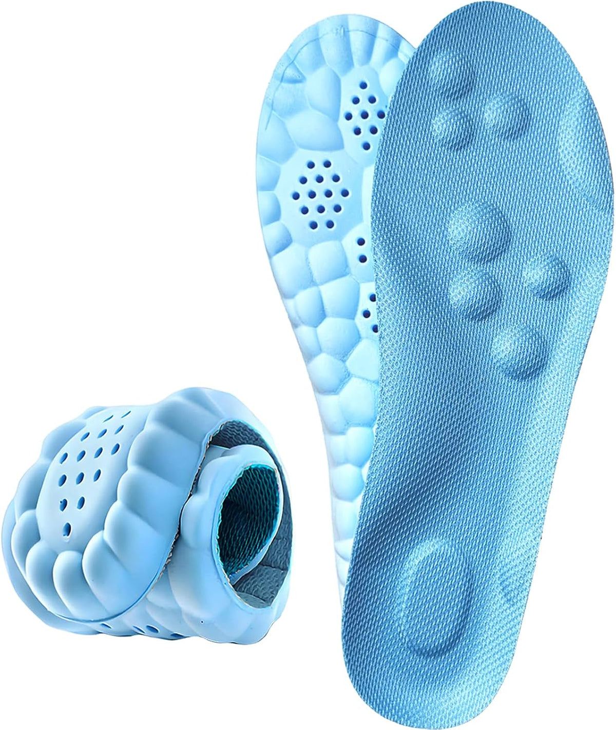 Memory Foam Insoles with Arch Support for Women Men,Comfort Massage Insoles Replacement Shoe Inserts for Trainers Sneakers Sports Shoes Work Boots,Breathable,Shock Absorption (Sky Blue, 5/5.5UK)