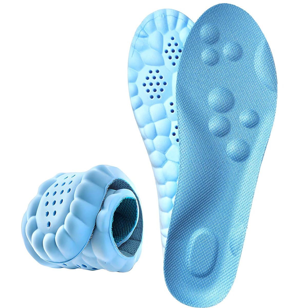 Memory Foam Insoles with Arch Support for Women Men,Comfort Massage Insoles Replacement Shoe Inserts for Trainers Sneakers Sports Shoes Work Boots,Breathable,Shock Absorption (Sky Blue, 5/5.5UK)