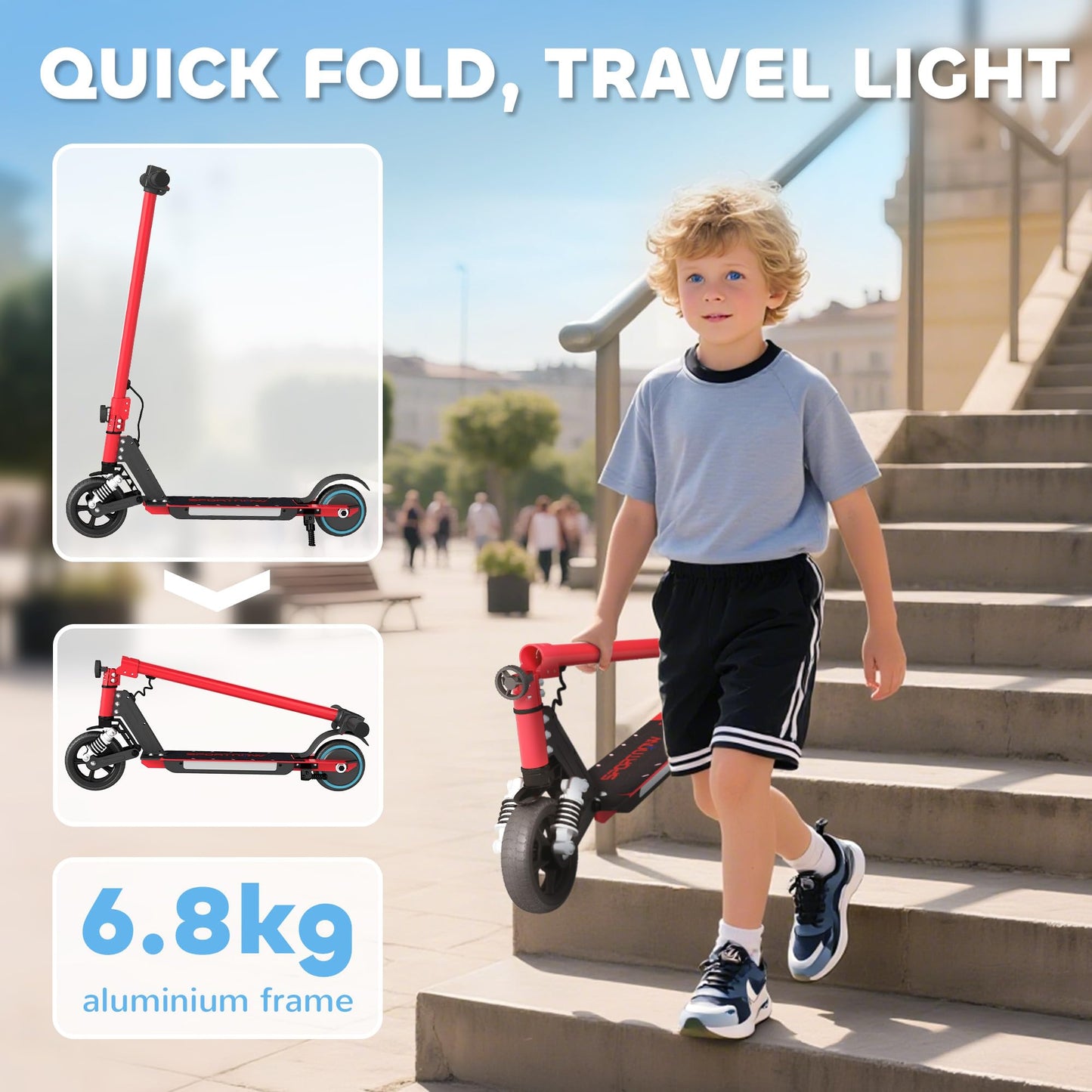 SPORTNOW Kids Electric Scooter — 150W, 14 km/h, 6 km Range, Foldable | CE Certified