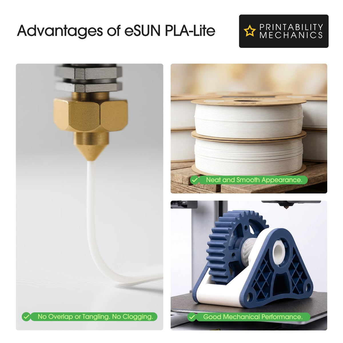 eSUN PLA Filament 1.75mm 1KG(2.2LBS), 3D Printer Filament PLA, Black