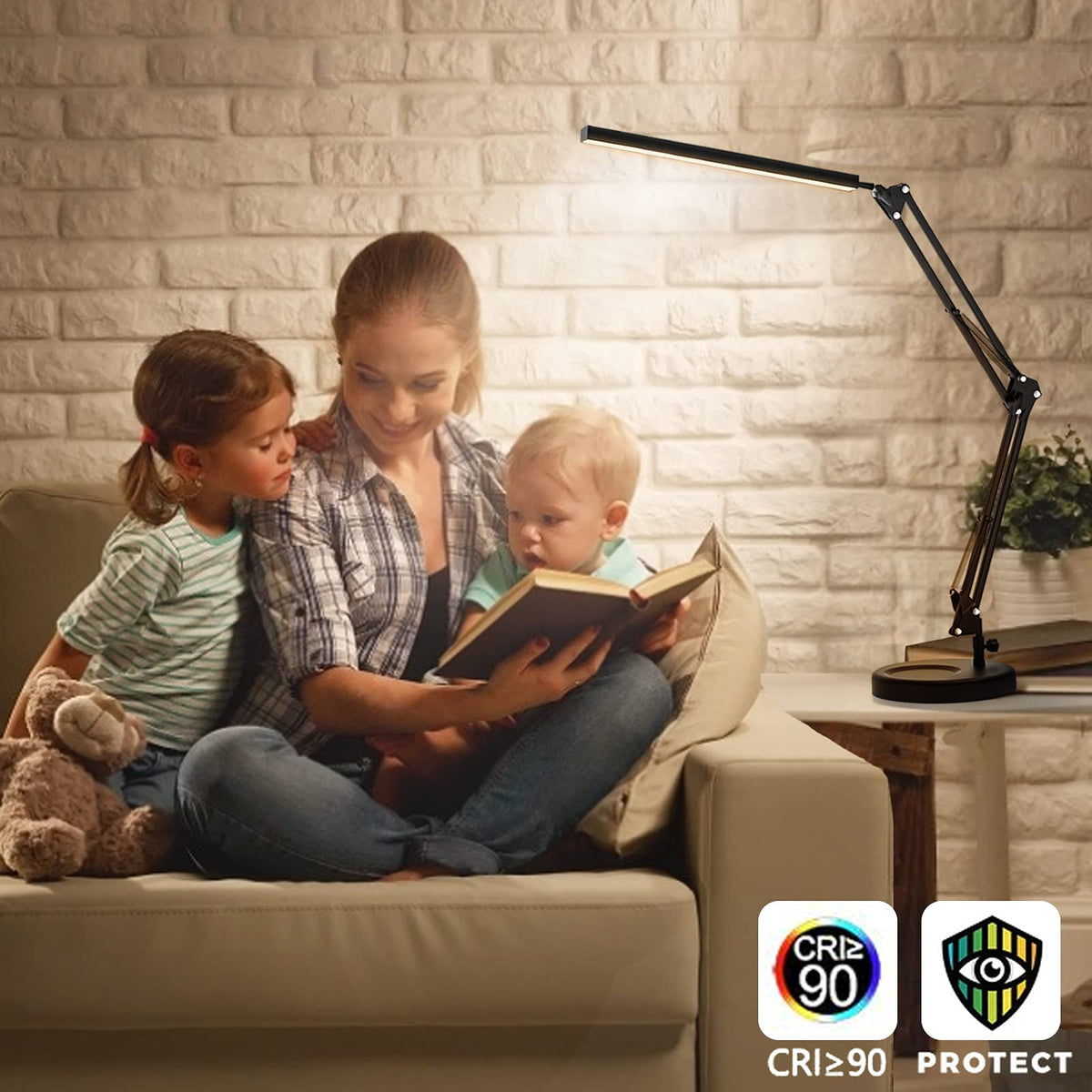 SKYLEO LED Desk Lamp with Clip and Base - Eye Protection Desk Lamps Black