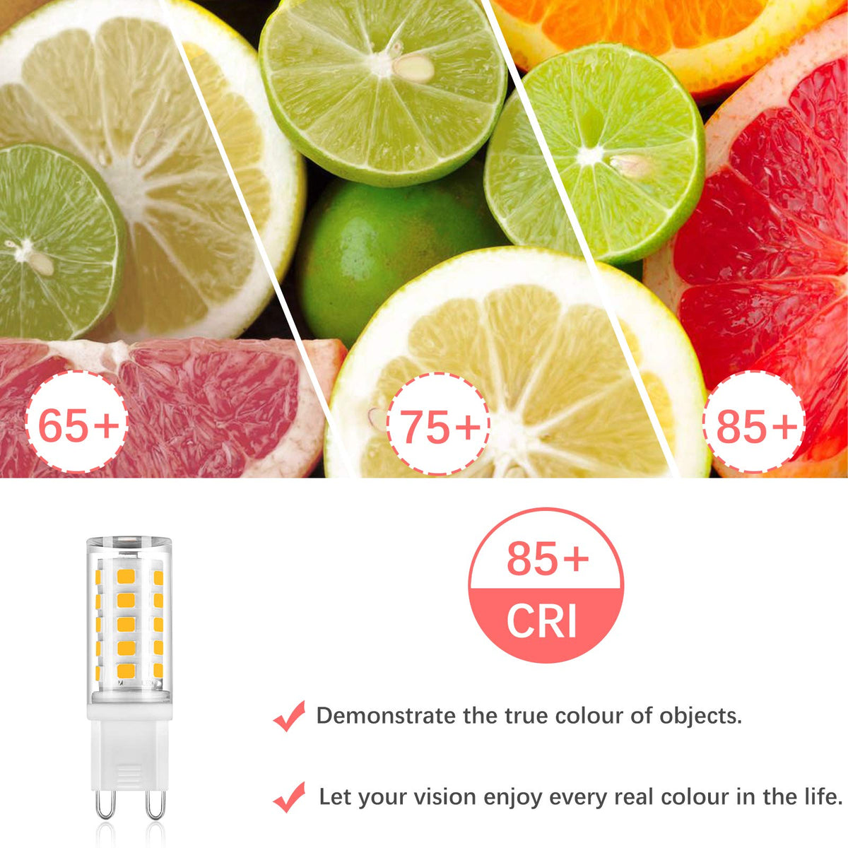 G9 LED Bulbs Warm White 2700K, 3W 350LM, Non-dimmable, 10 Pack