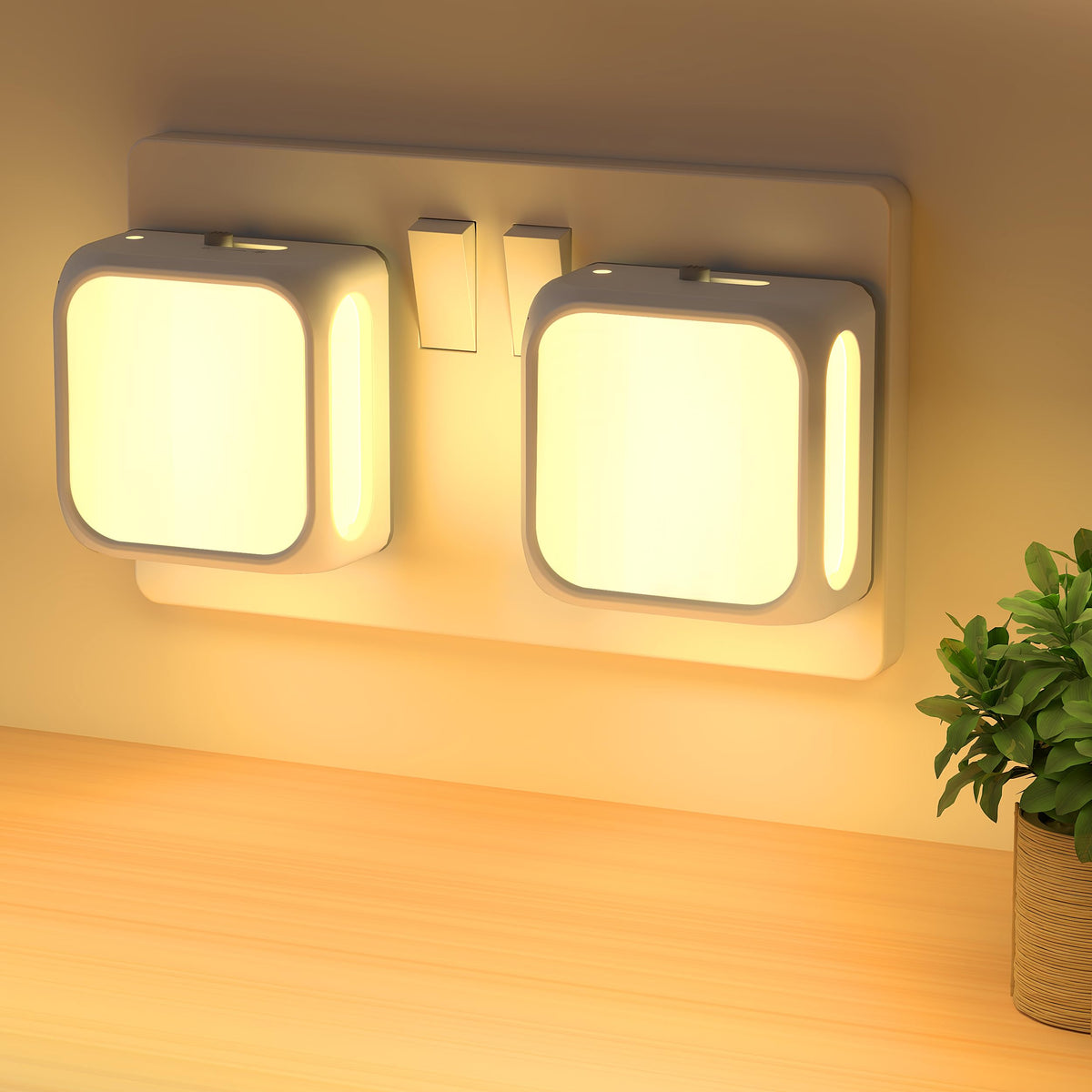 PURSNIC Night Light Plug in Wall, Dusk to Dawn, 3000K Warm White, 4 Pack