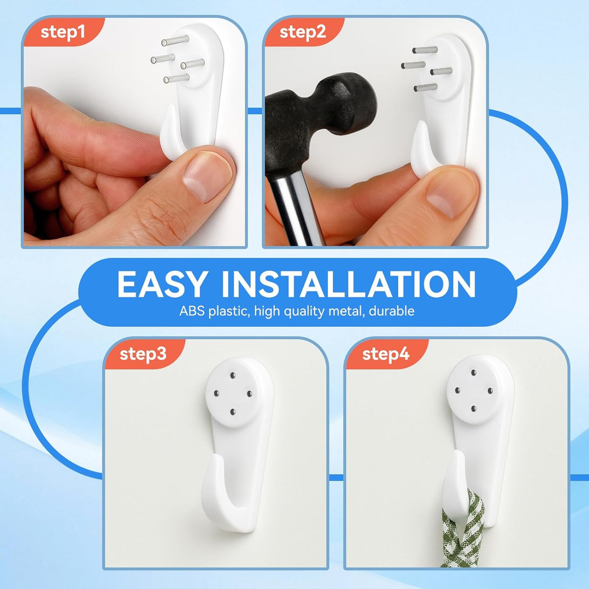 Picture Hooks Non-Trace Wall Hooks, Picture Hanging Hooks, Frame Hanger Hook, for Hanging Paintings Photos Mirror (24Pcs-Three Sizes)