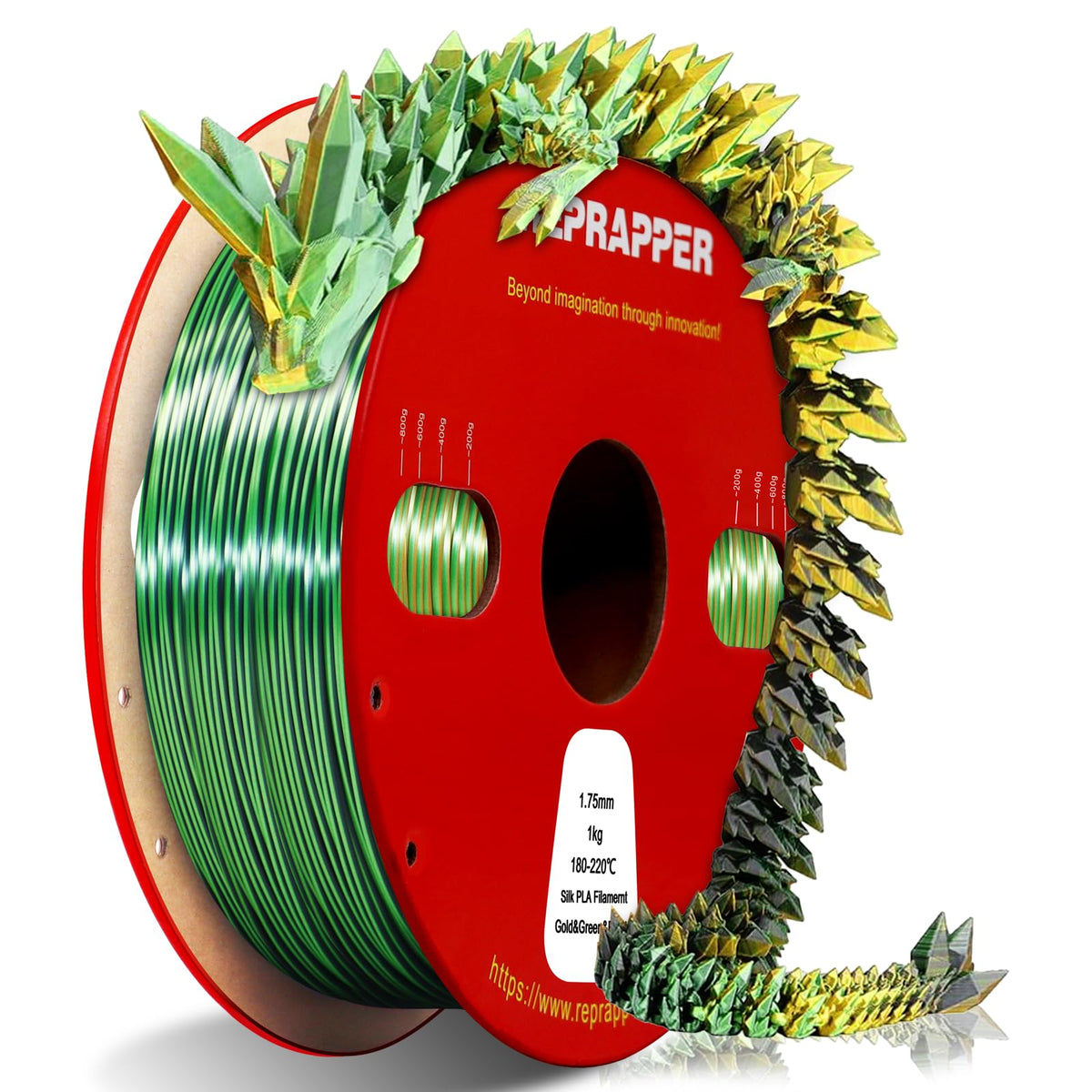 Reprapper 4X 250g Color Pack – Dual Color PLA Filament 1.75mm for 3D Printer & 3D Pen, Multicolour Filament, 4 x 250g Matte Red/Blue, Matte Purple/Green, Silk Red/Blue, and Silk Purple/Green