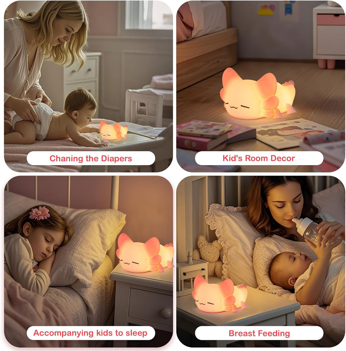 ZKLiLi Cat Night Light for Kids,Cute Night Lamp for Nursery,Squishy Silicone Touch Lights Portable, Gift for Birthday and Christmas for Kids Baby Children (Battery Cat)