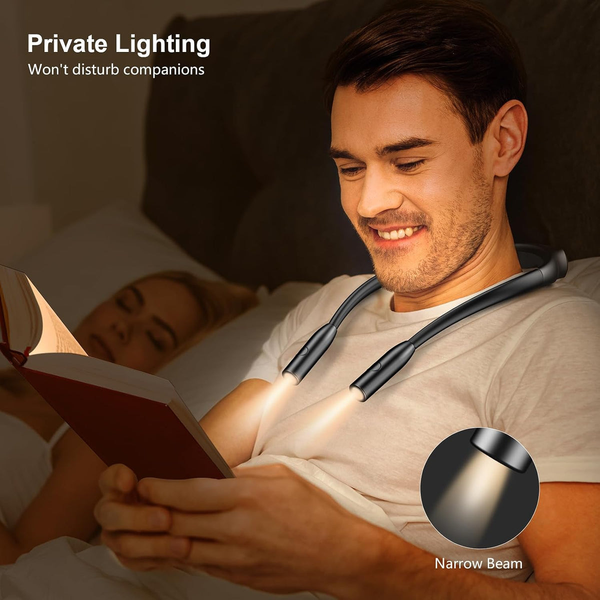 Gritin Neck Reading Light, Rechargeable Book Light for Reading at Night