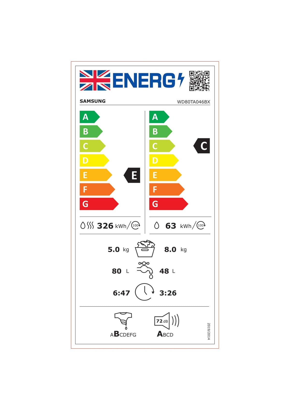 Samsung Series 7 Washer Dryer, AI Energy Wi-Fi enabled, 11/6kg 1400rpm, Black, WD11DB7B85GBU1