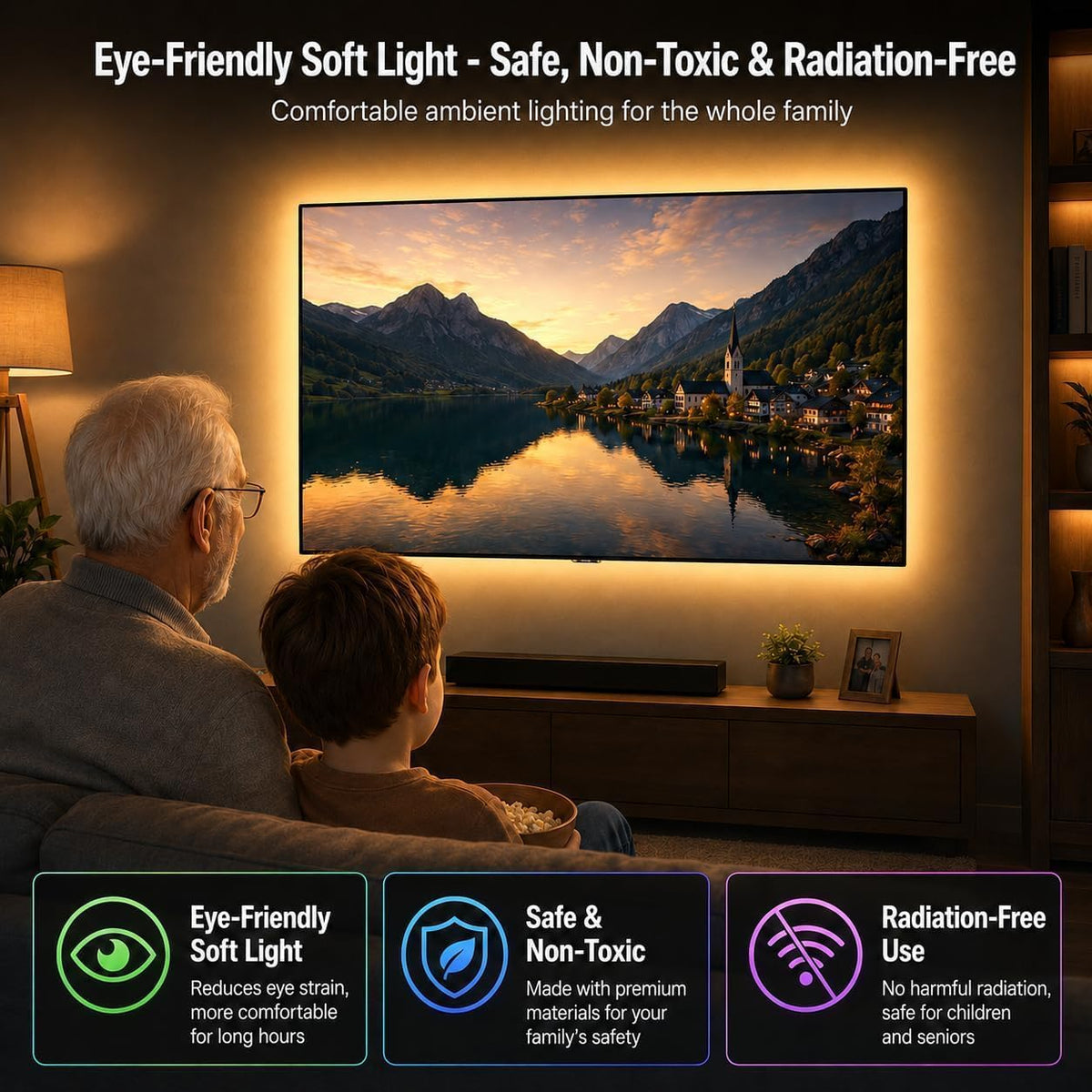3M TV LED Strip Lights for 30-55 Inch TVs, RGB Colour Changing USB Bias Lighting with Bluetooth App & Music Sync, Remote Control LED Backlight for Home Cinema, Bedroom & Gaming Monitor