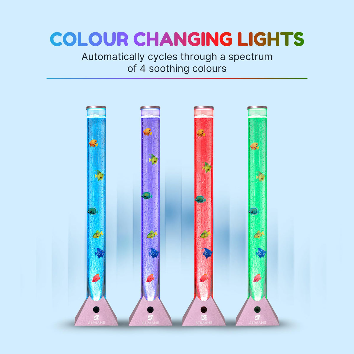 Straame 90cm LED Bubble Fish Lamp, Colour Changing Sensory Lamp, Black Base