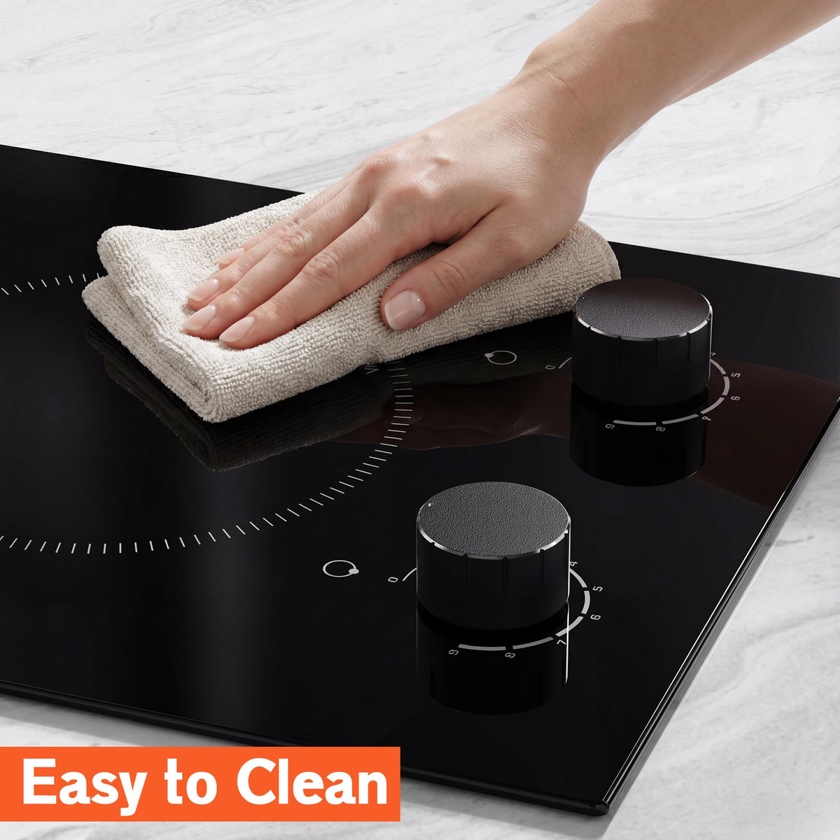 Double Ceramic Hob with Handle, Plug in 2 Ring Electric Hob