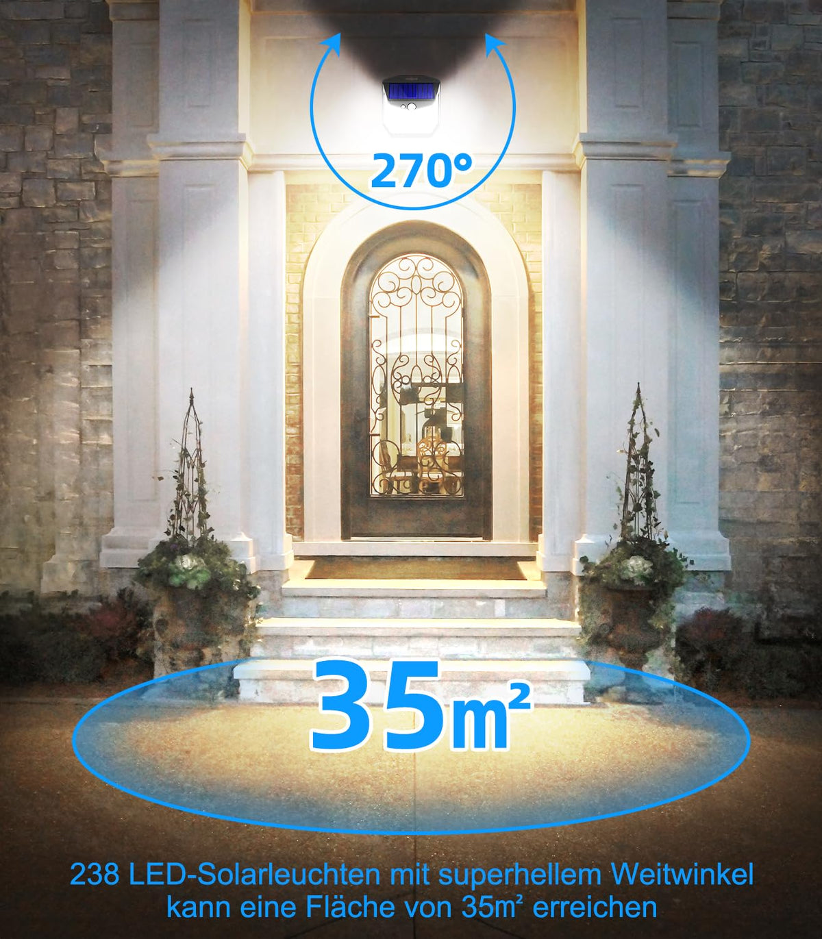 Solar Security Lights Outdoor Garden - 248 LED Solar Powered Outside Light 3 Modes Motion Sensor and 270°Wide Angle IP65 Waterproof Solar Power Wall Lighting For Fence Flood Door Garage Yard 6Pack