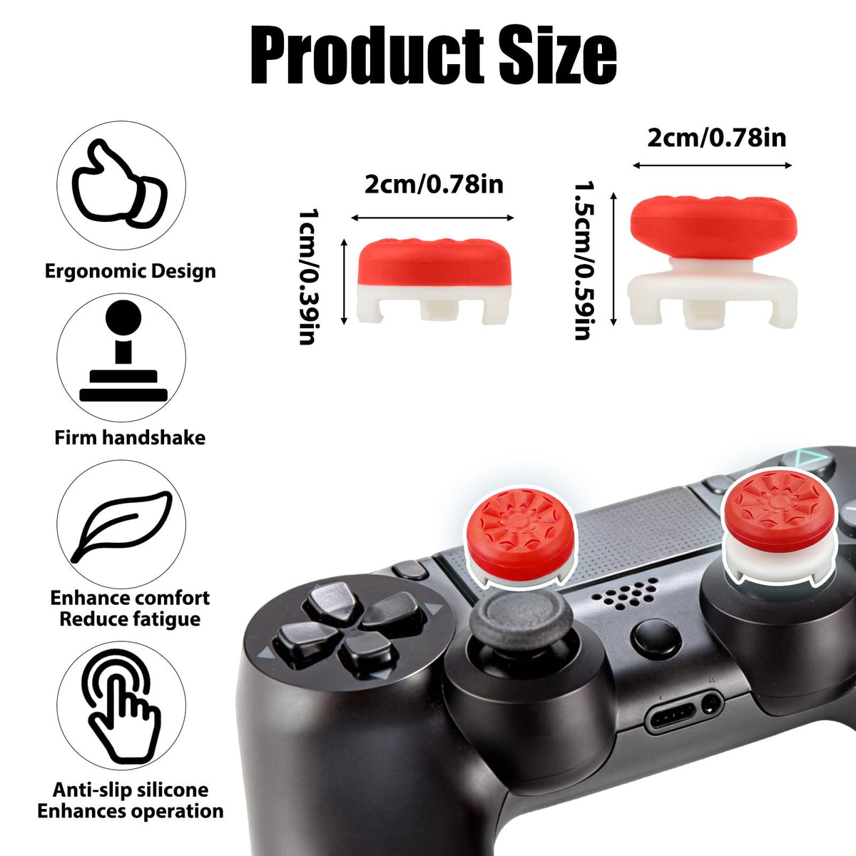 FPS White Thumb Grips for PS4 PS5 Controller Thumbsticks Thumb Stick
