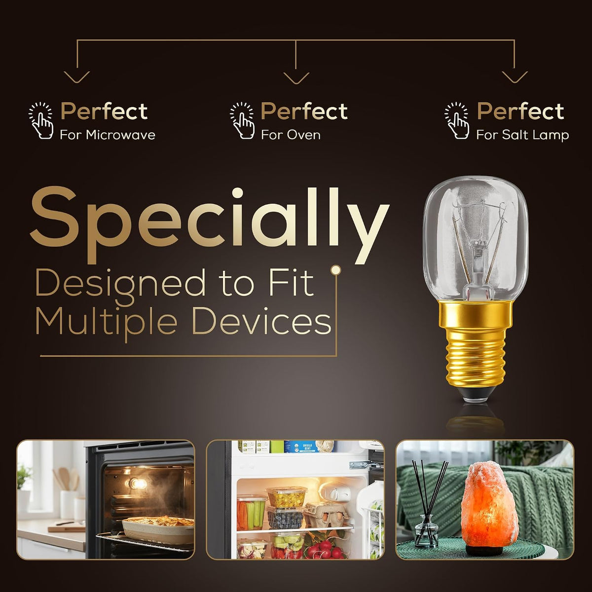 FERRIS 3 Pack E14 Oven Bulbs 25W | Ultra Heat-Resistant >320°C | 2700K Warm White Dimmable SES Incandescent Light | Long Life Small Screw Bulb for Ovens, Microwaves, Fridges & Salt Lamps