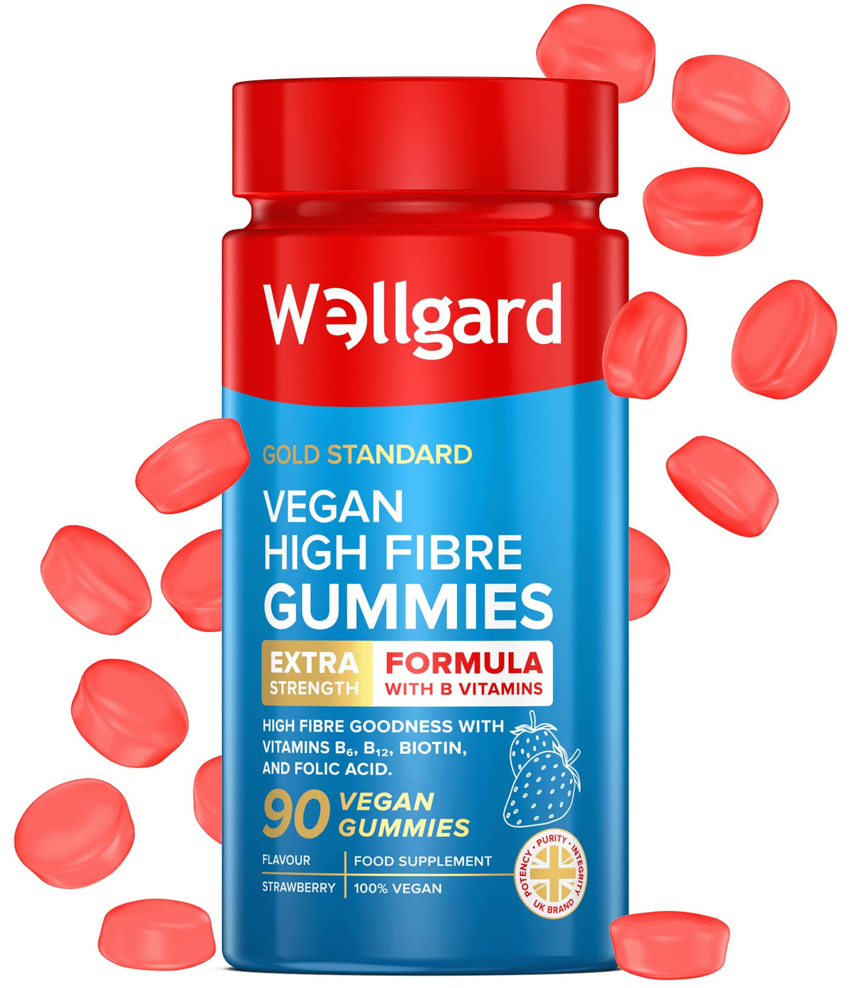 Wellgard Kids Calcium & D3 Gummies - 2 Month Supply - Vegan Chewable Calcium and Vitamin D3 Gummies, Mixed Berry Flavour