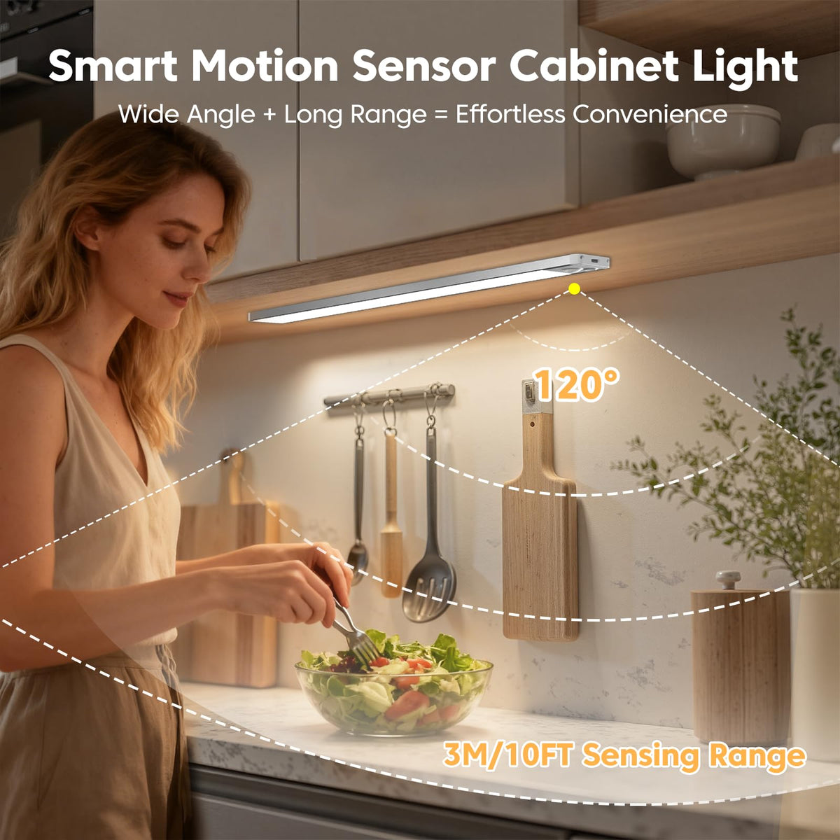 Under Cabinet Kitchen Lights, Motion Sensor Lights Indoor, 20CM, 3 Pack