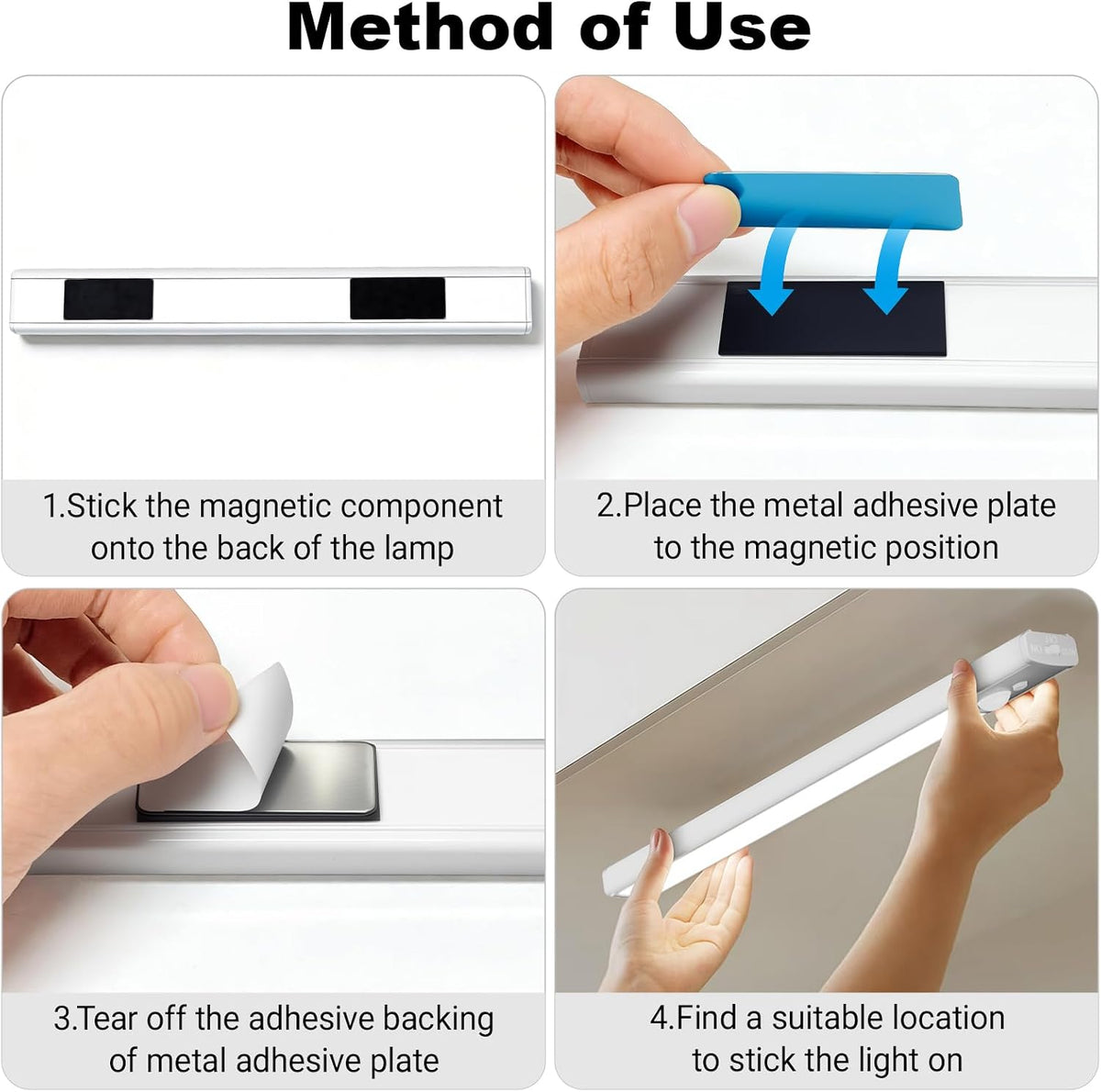daphomeu 5 Pack Rechargeable Under Cupboard Kitchen Lights, 20CM Dimmable Warm Cabinet Light, LED Motion Sensor Lights Indoor, Magnetic Stick Light for Kitchen Shelf Stairs Wardrobe