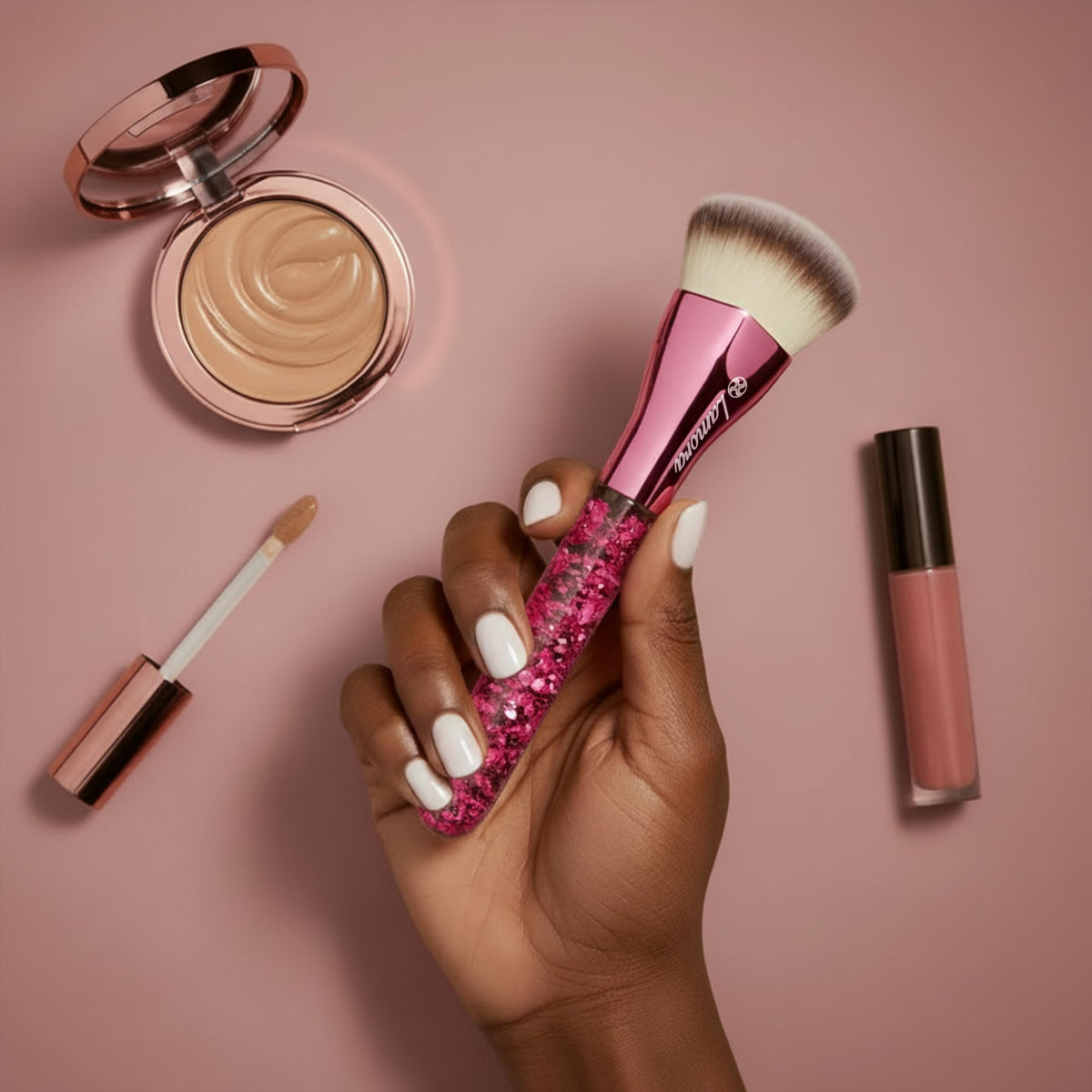 Make Up Brush Foundation Kabuki Flat Top, Perfect For Blending Liquid Cream