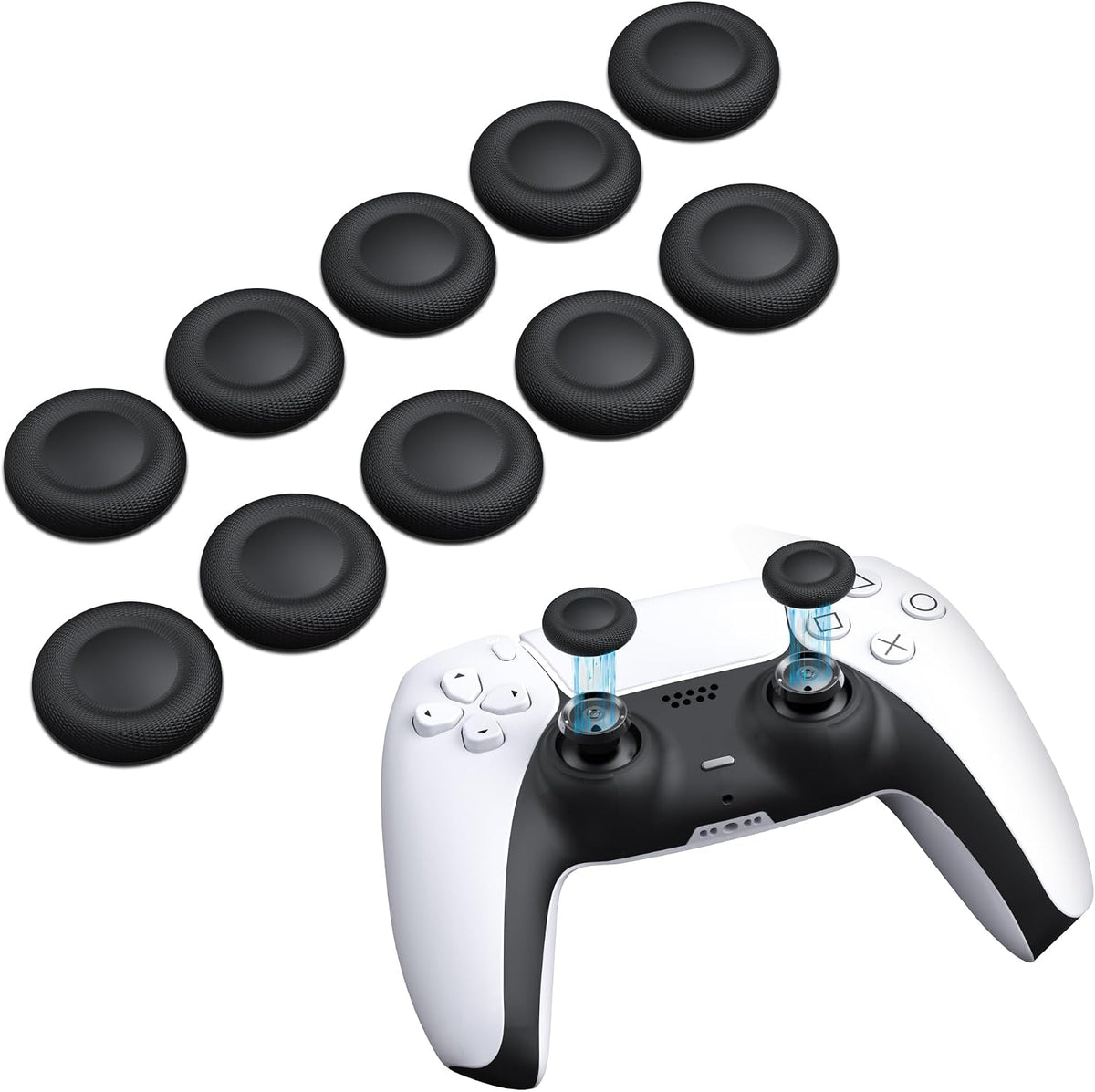 NEWDERY Joystick Replacement Grip Caps for PS5/PS4 Controller