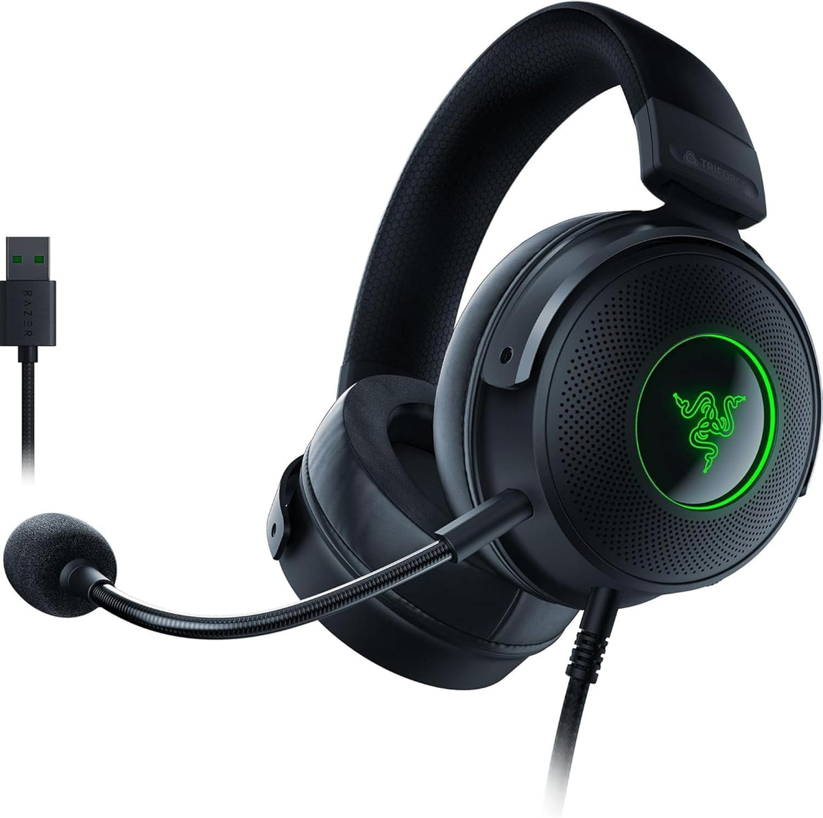 Razer Kraken V3 X USB - Wired USB Gaming Headset (ultra-lightweight at 285g, TriForce 40mm drivers, HyperClear Cardioid Microphone, 7.1 surround sound, Chroma RGB) Black