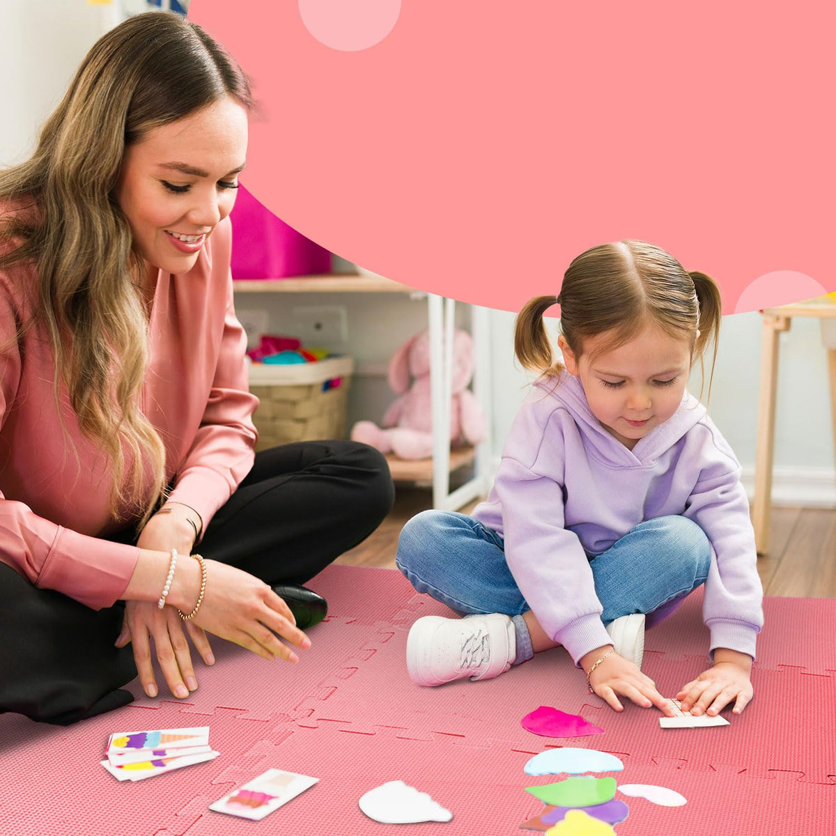 kidoola Foam Baby Play Mat (29x29cm) – Thick & Soft EVA Foam Interlocking Floor Tile Matting for Children – Large Multi Colour, Safe & Comfortable 7mm Thick Play Flooring (9pc)