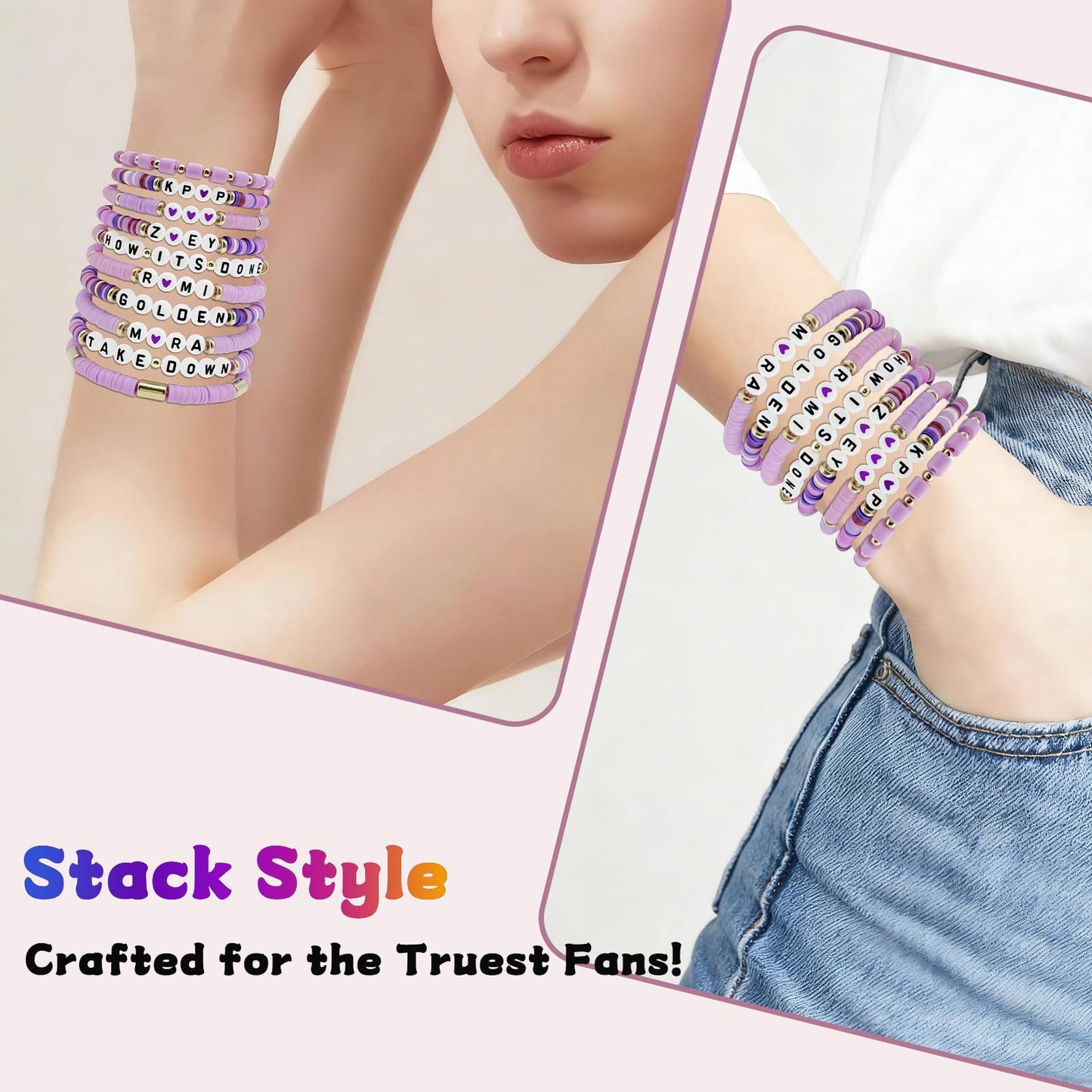 For Grils Bracelet Korea-pop DemOn Friendship Merch Bracelets Stackable Stretch Hunters Singer Inspired Letter Bracelets for Girls Women Fans Valentine's Day Birthday Easter Gifts