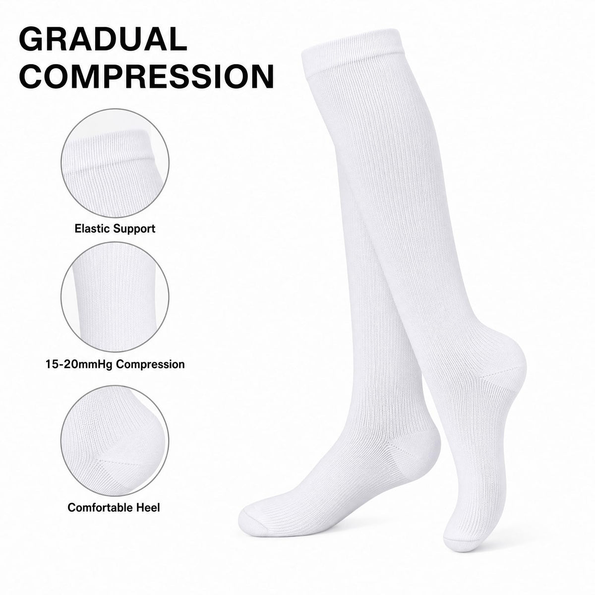 Compression Socks, (2/4/6/7 Pairs) for Men & Women 15-20 mmHg is Best for Athletics, Running, Flight Travel, Support