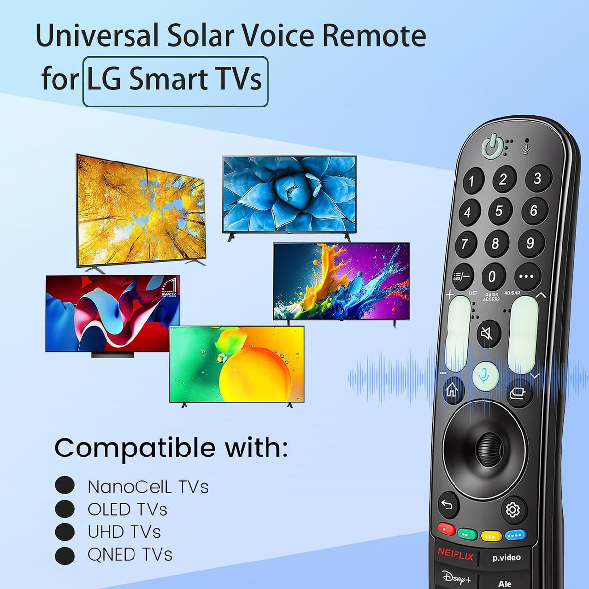 for-LG-Magic-Remote, Gvirtue Solar Voice Remote Control for-LG-Smart TV