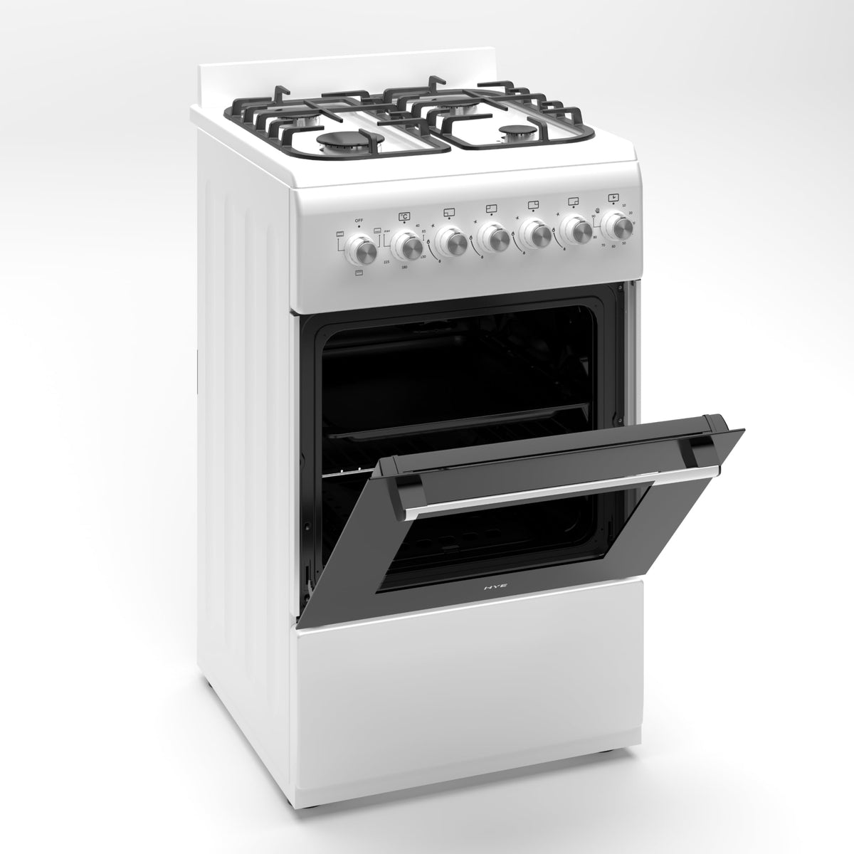 HYE Gas Cooker - Versatile 4 Burner Gas Hob, Electric Oven