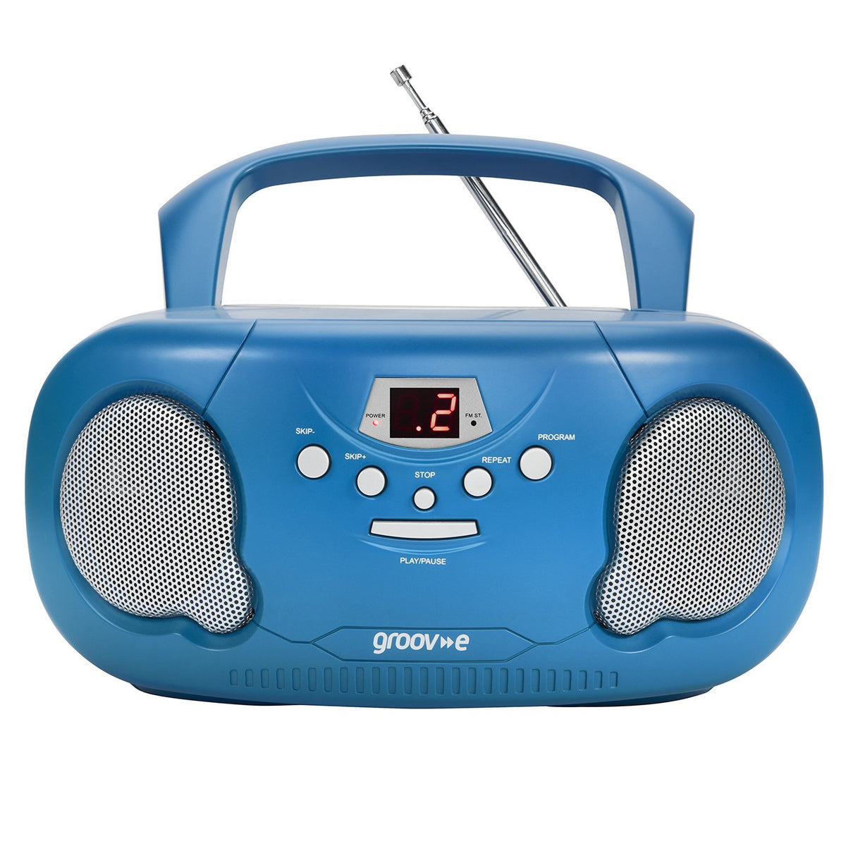 Groov-e Original Boombox - Portable CD Player with Bluetooth, Radio, 3.5mm Aux Port, & Headphone Socket - LED Display, 2 x 1.2W Speakers - Battery or Mains Powered - Black