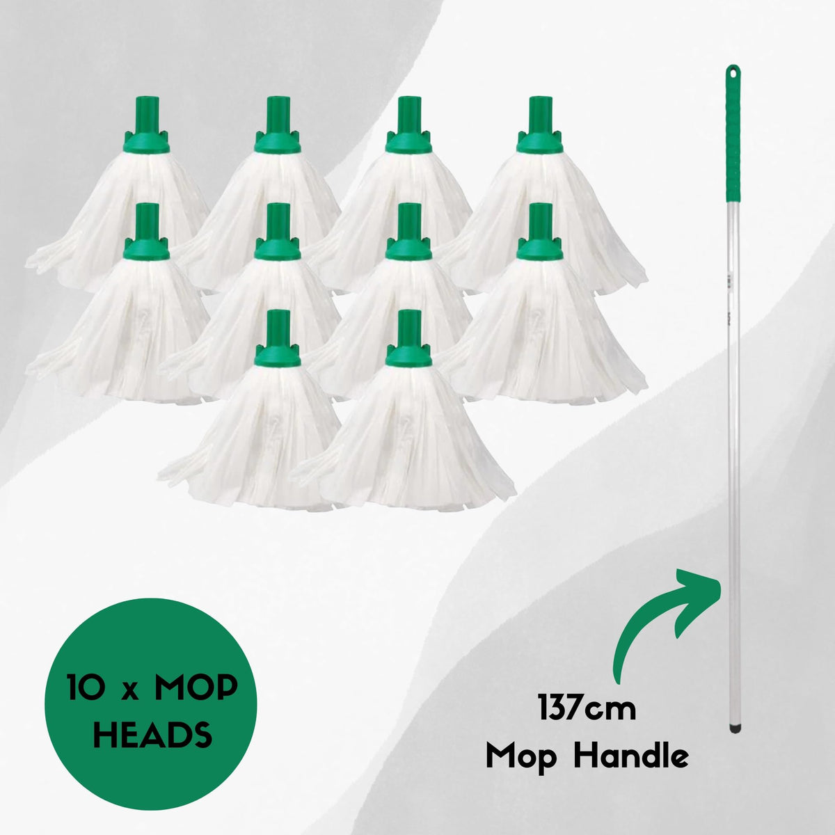 Avern Exel Mop Heads BIG White Push Socket Fit Mop Heads (Pack Of 10) Disposable Super Absorbent Heavy Duty Mops - Colour Coded - Robert Scott (Blue (10 Pack))