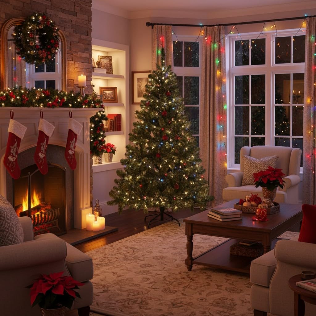 SHATCHI 6ft/1.8m Alaskan Pine Green Artificial Christmas Tree Bushy 550 Tips Xmas Home Decorationations Decorations