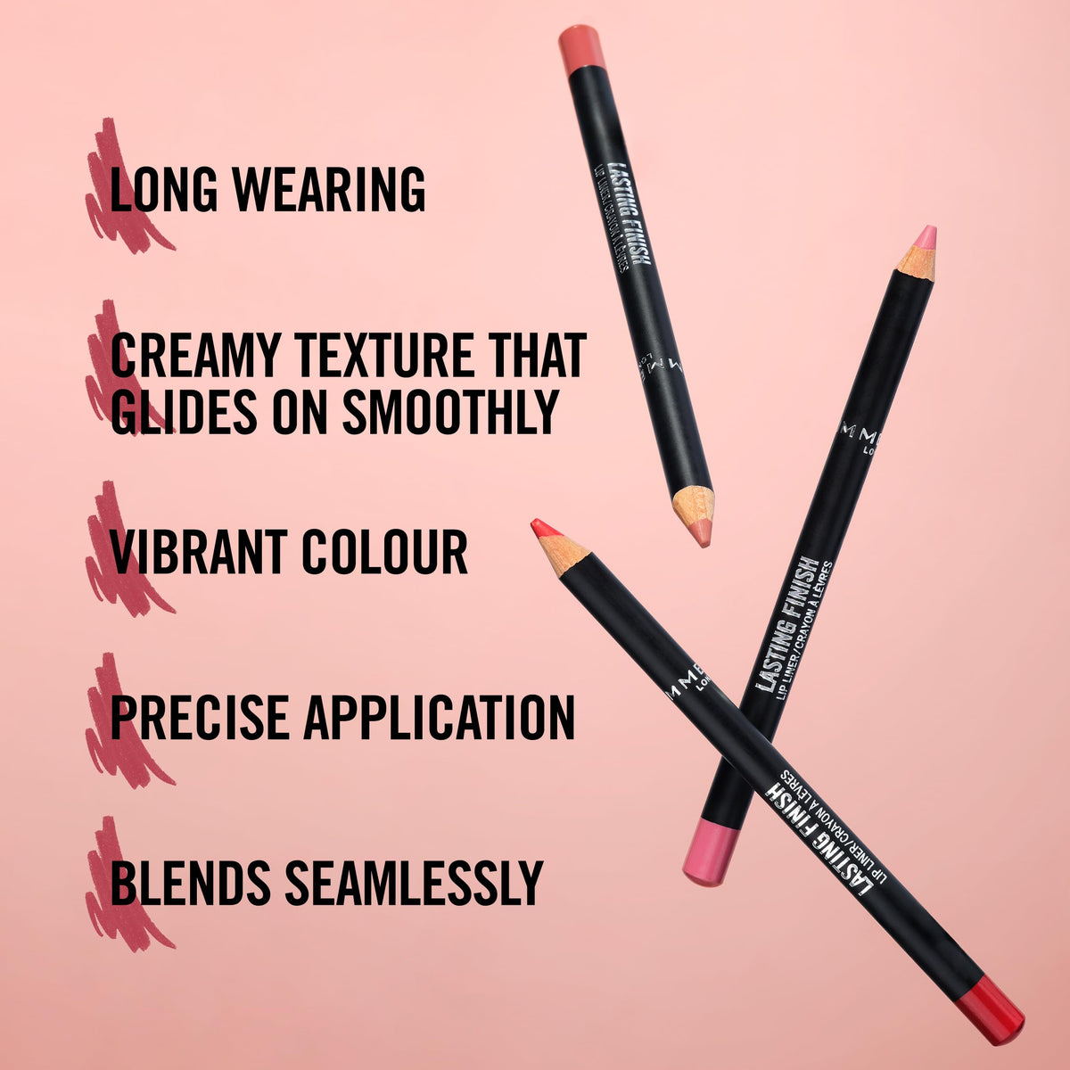 Rimmel Lasting Finish 8HR Lip Liner, Peach Me, Highly Pigmented Formula, Long-Wearing Creamy Colour, Precise Application and Seamless Blend, For Big & Plump Lips, Vegan & Cruelty Free, 1.2g