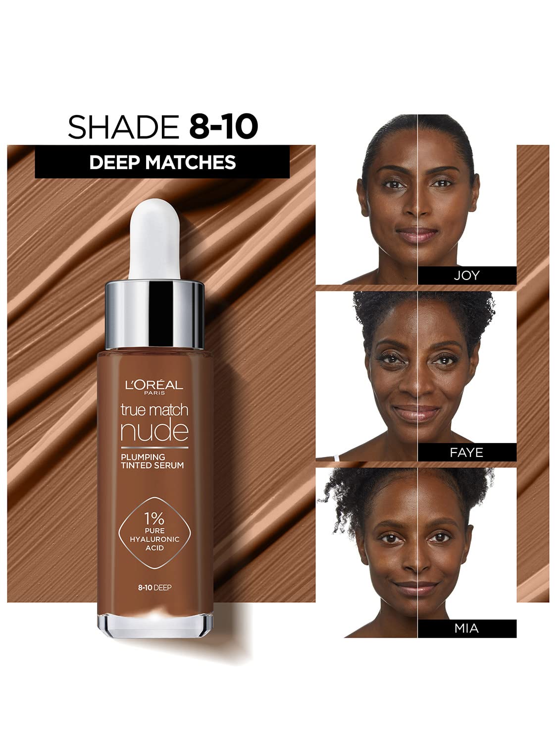 L'Oréal Paris Nude Plumping Tinted Serum with Hyaluronic Acid, Shade 4-5