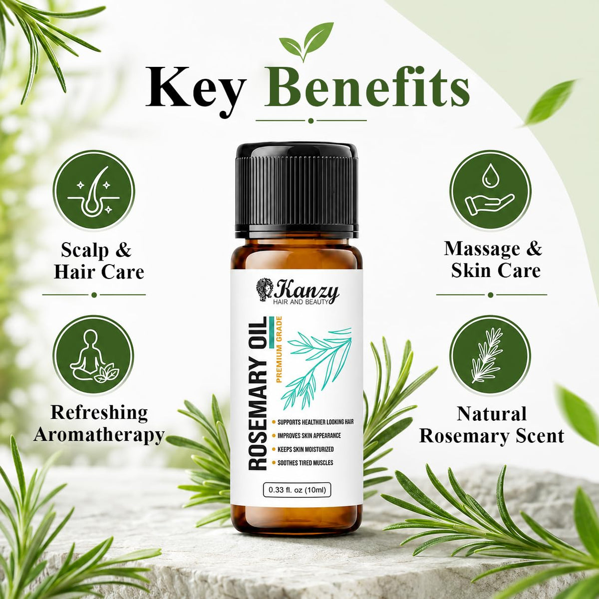 Kanzy Vitamin E Oil for Skin, Hair, Lips and Face - Naturally Sourced Multi-Purpose Plant-Based Vitamin E Oil for Hair Growth as Skincare and Haircare Product for both Men and Women (30 ml)