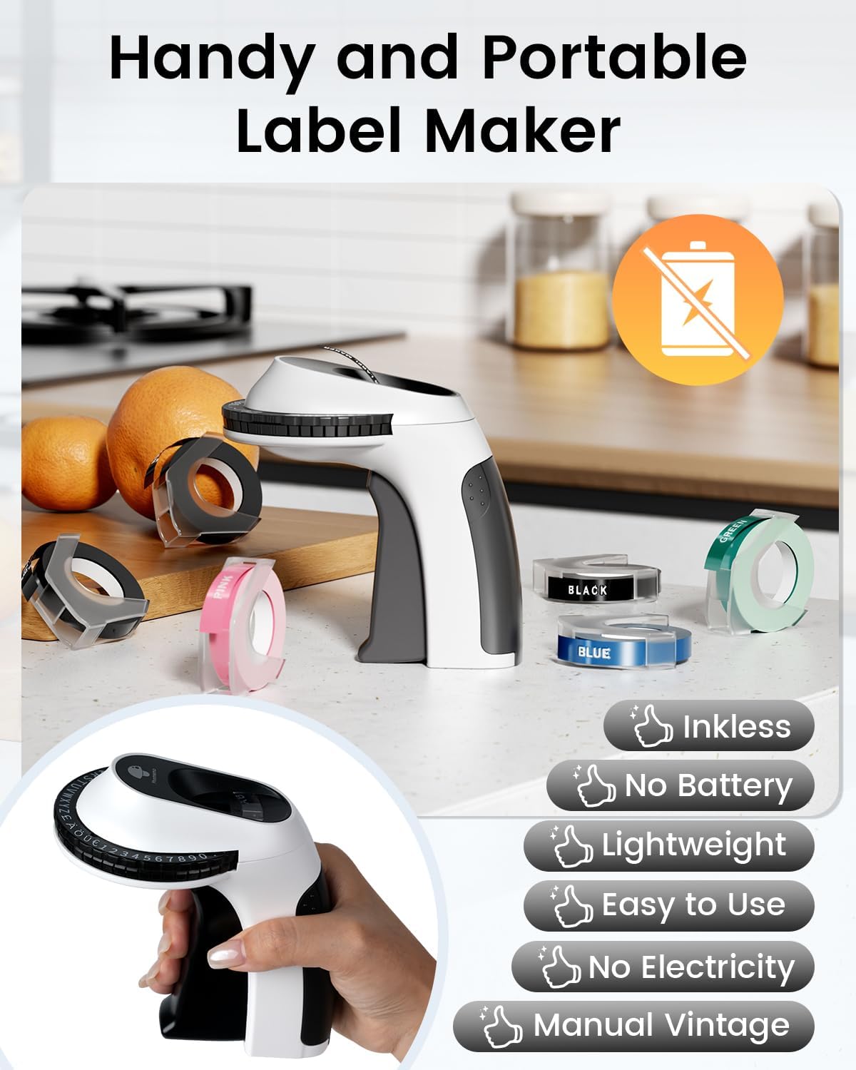 Phomemo Embossing Label Maker,Embossed Label Maker Machine with Tape