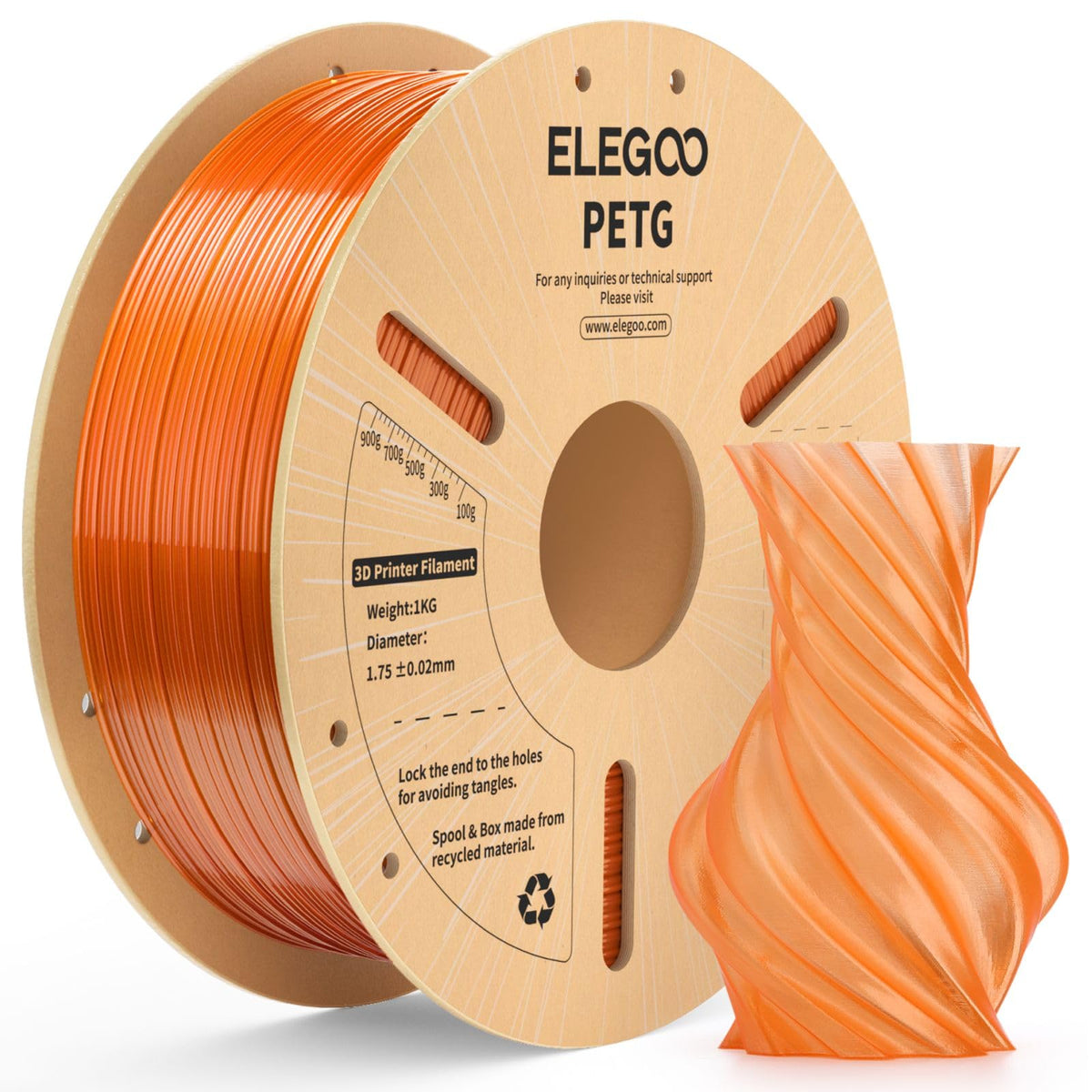 ELEGOO Rapid PETG 3D Printer Filament 1.75mm Black 1KG