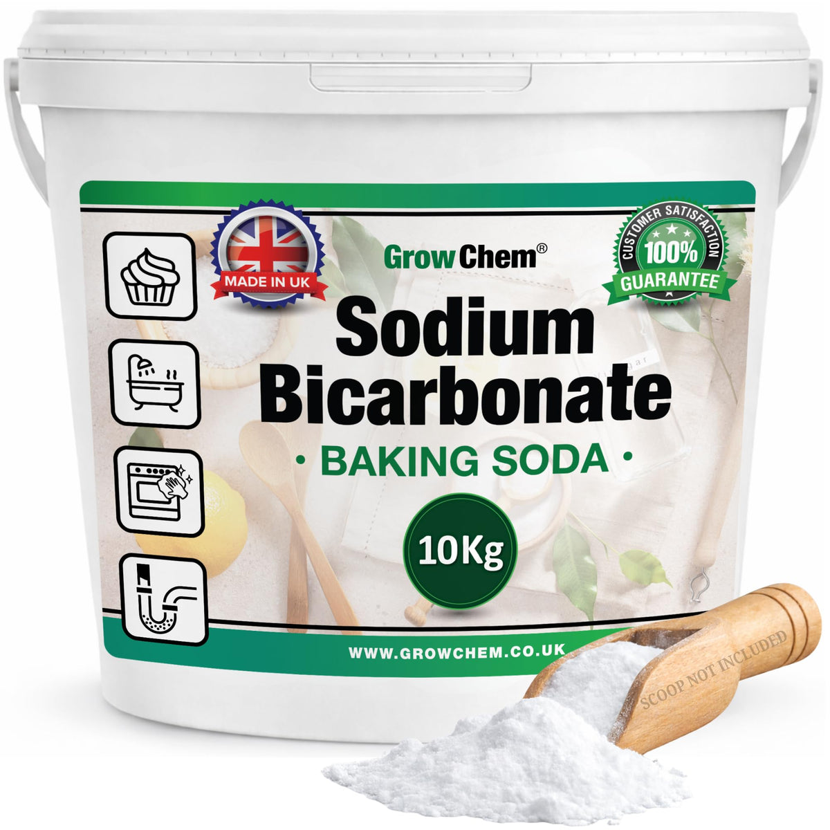 Baking Soda, Sodium Bicarbonate (1KG Bucket) UK MADE Pure Baking Soda for Cleaning, Cooking, Bath Bombs, Odours and Teeth Cleaning. Eco Friendly Bicarbonate of Soda.