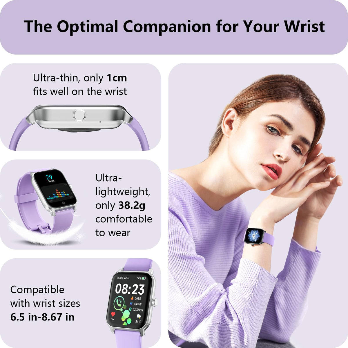Smart Watch for Women, Answer/Make Calls, Alexa Built-in, [1.8"HD Screen] Smart Watches for Women iPhone/Samsung/Android, Fitness Watch with Heart Rate Sleep SpO2 Monitor,IP68 Waterproof, 100+ Sports