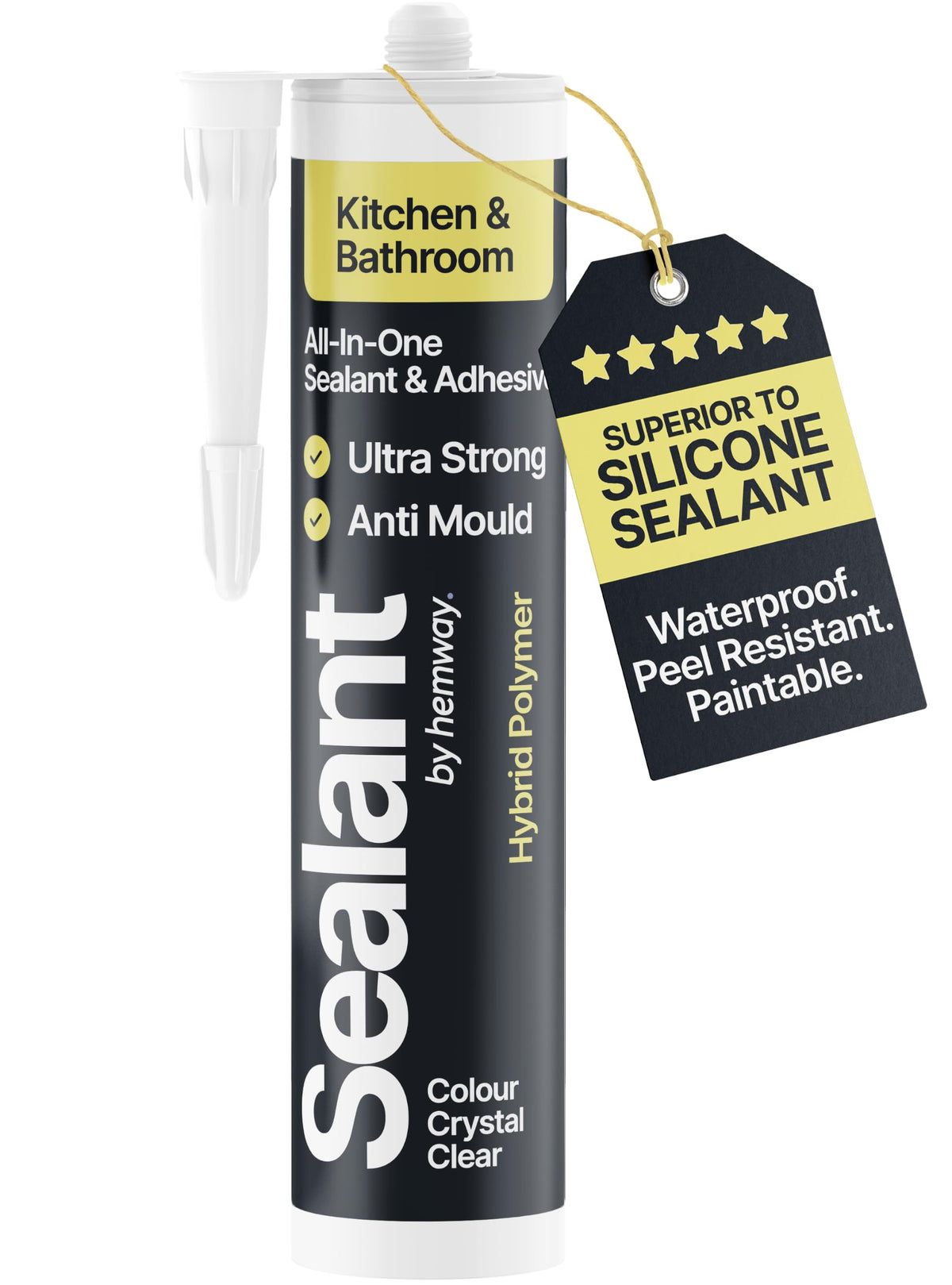 Hemway Kitchen & Bathroom Crystal Clear Sealant & Adhesive 300ml 3 Pack
