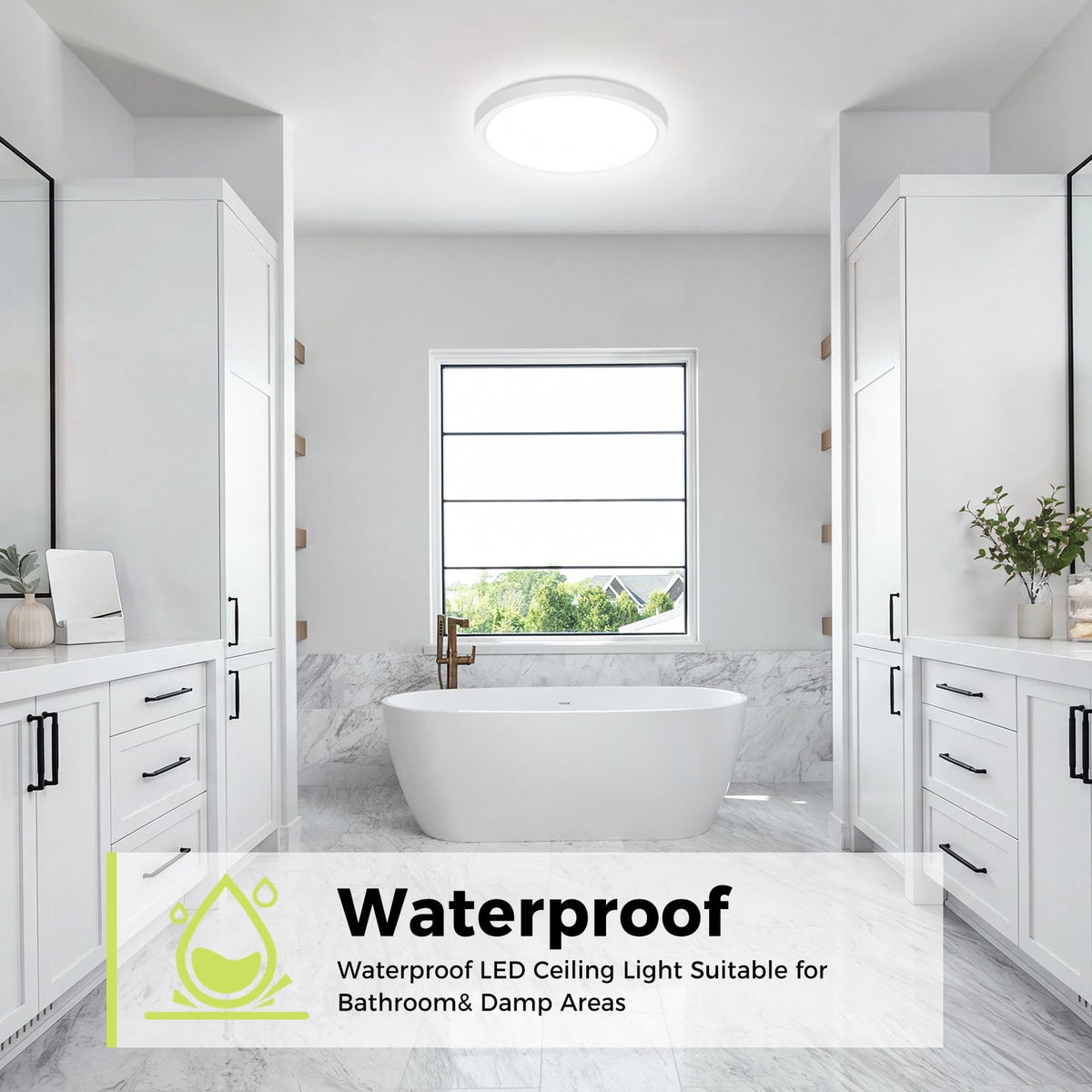 hepside 2 Pack Bathroom Ceiling Light 30cm, 3000K/3500K/4000K/5000K/6500K 5CCT LED Ceiling Lights, 24W, Modern, Waterproof, Round Flush Mount for Bathroom, Kitchen, Bedroom, Hallway