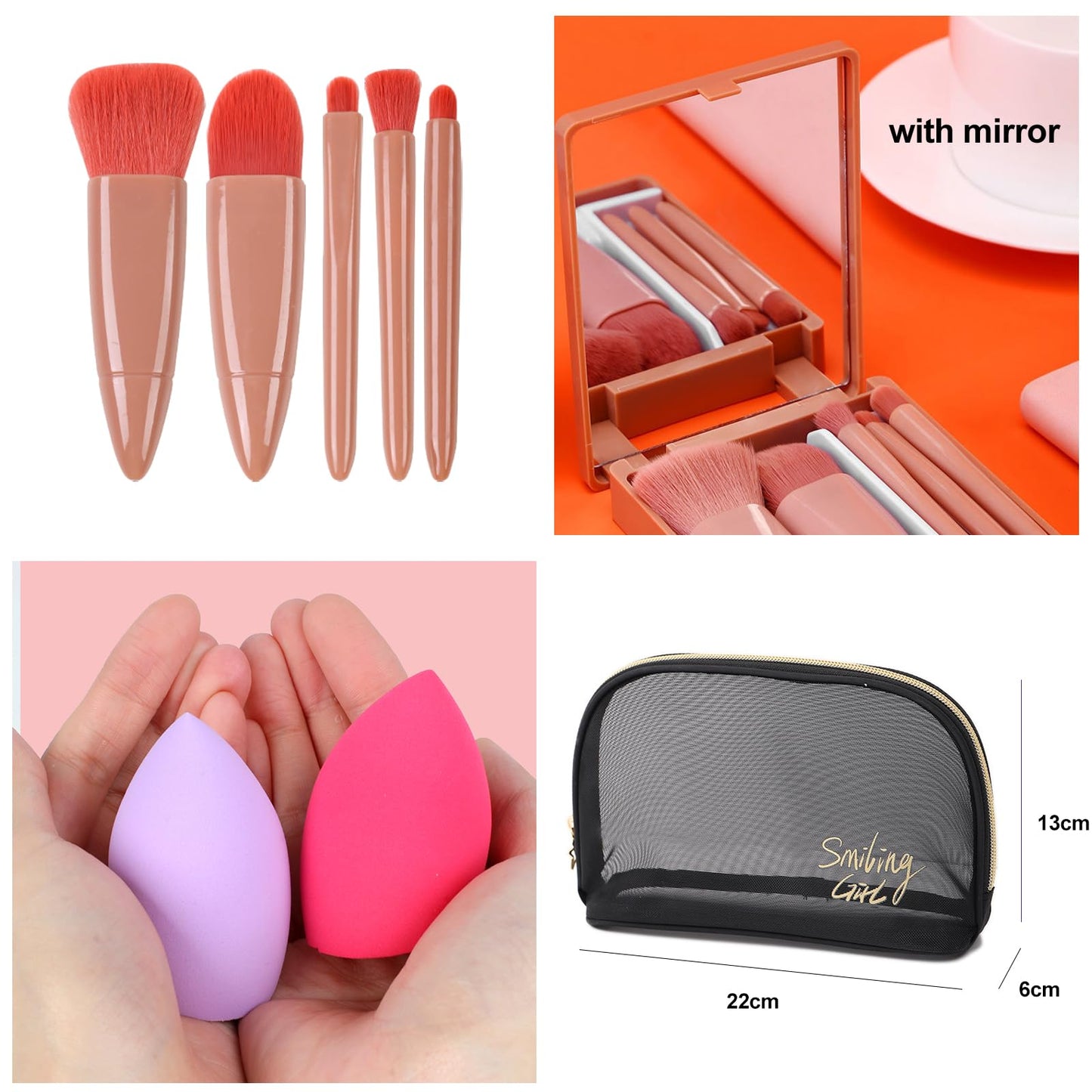 LYMYBETY Makeup Set, Cosmetic Make Up Starter Kit With Storage Bag Portable Travel Make Up Palette Eyeshadow Foundation Lip Gloss for Teenage & Adults (Style B), 1.0 count