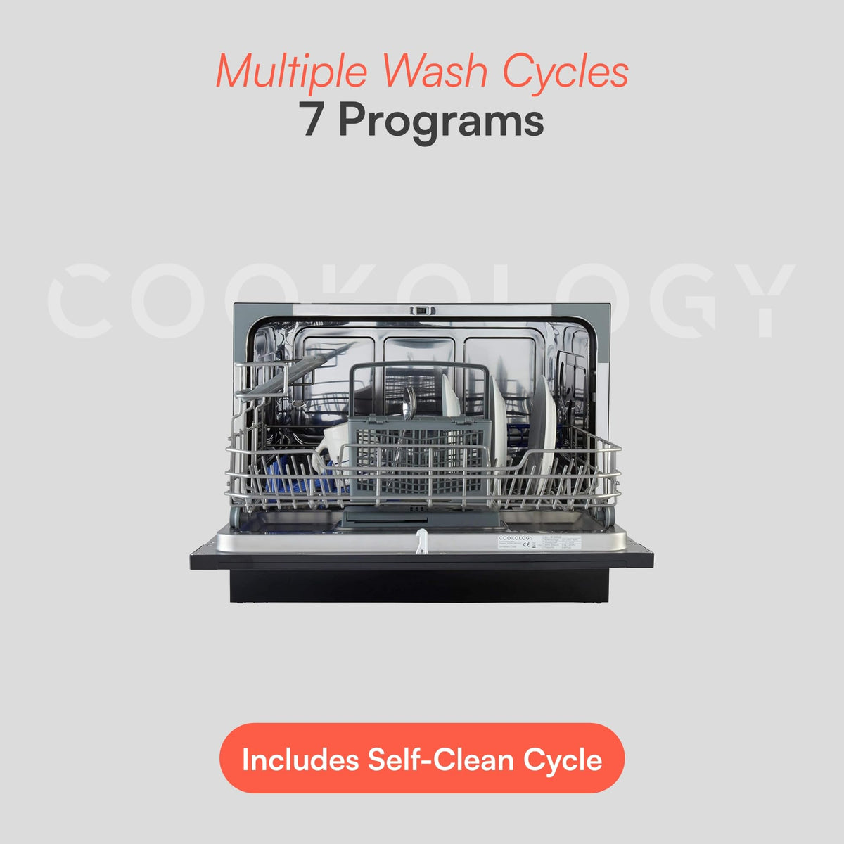 Cookology 6.5L Mini Countertop Dishwasher - 6 Place Settings - White